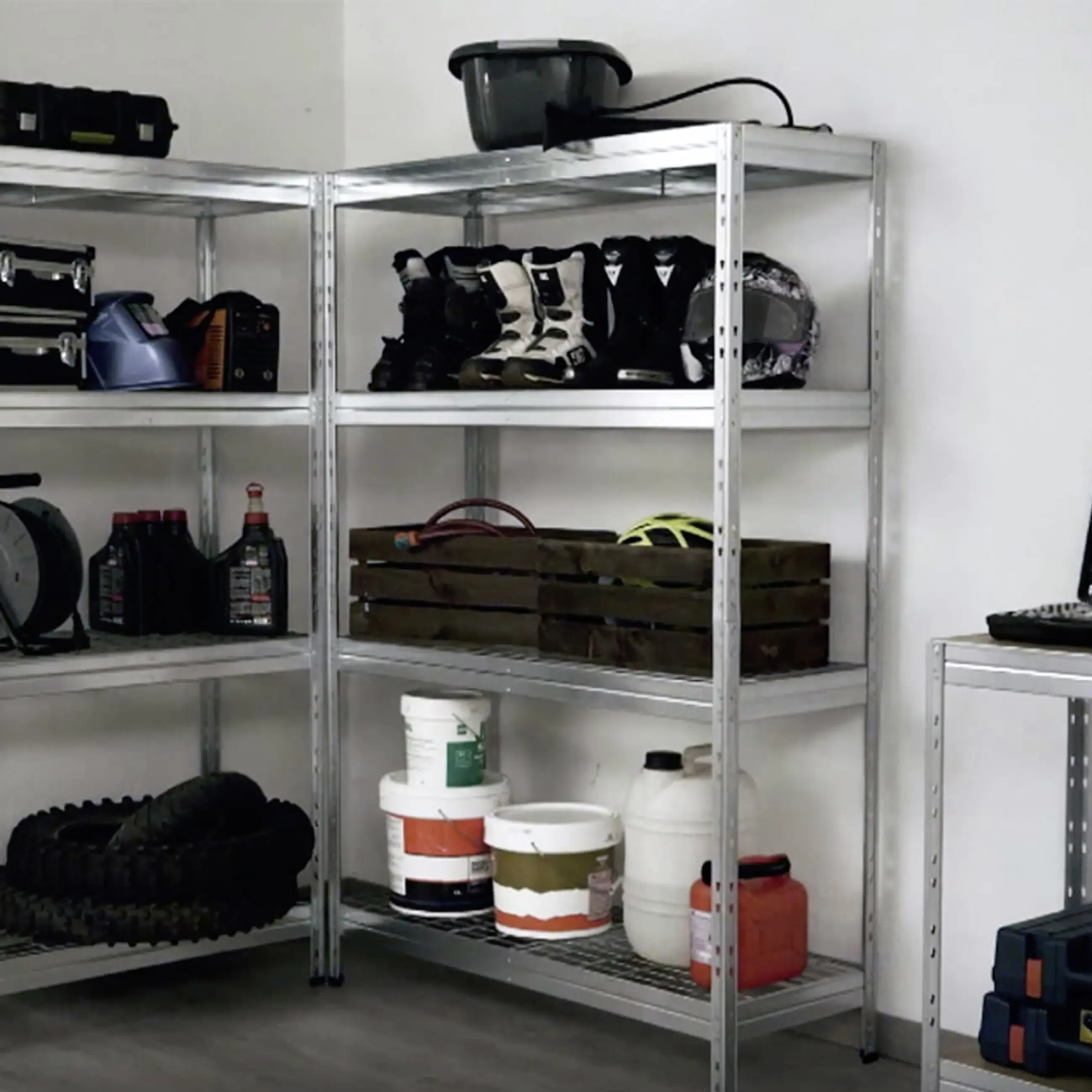 Ar Shelving Schwerlastregal Rivet Wire verzinkt 180 x 90 cm 5 Stahlgitterböden 1000 kg