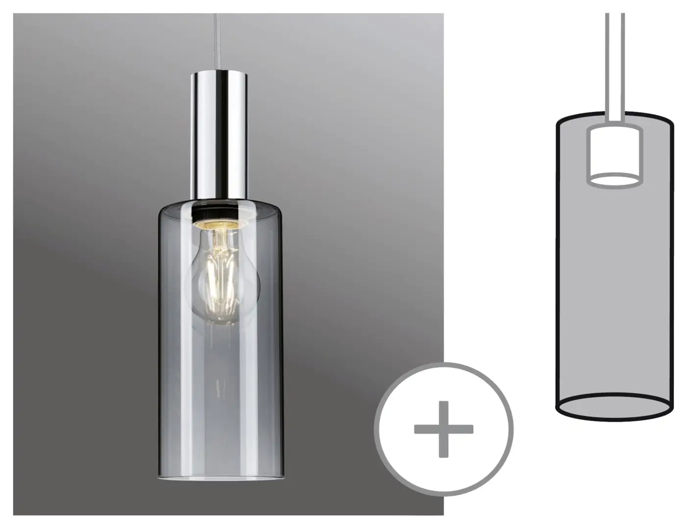 Paulmann URail Lampenschirm Raja 2Easy Rauchglas 10 x 21 cm 