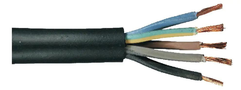 Gummileitung H07RN-F 5 x 1,5 - 1 Meter, schwarz