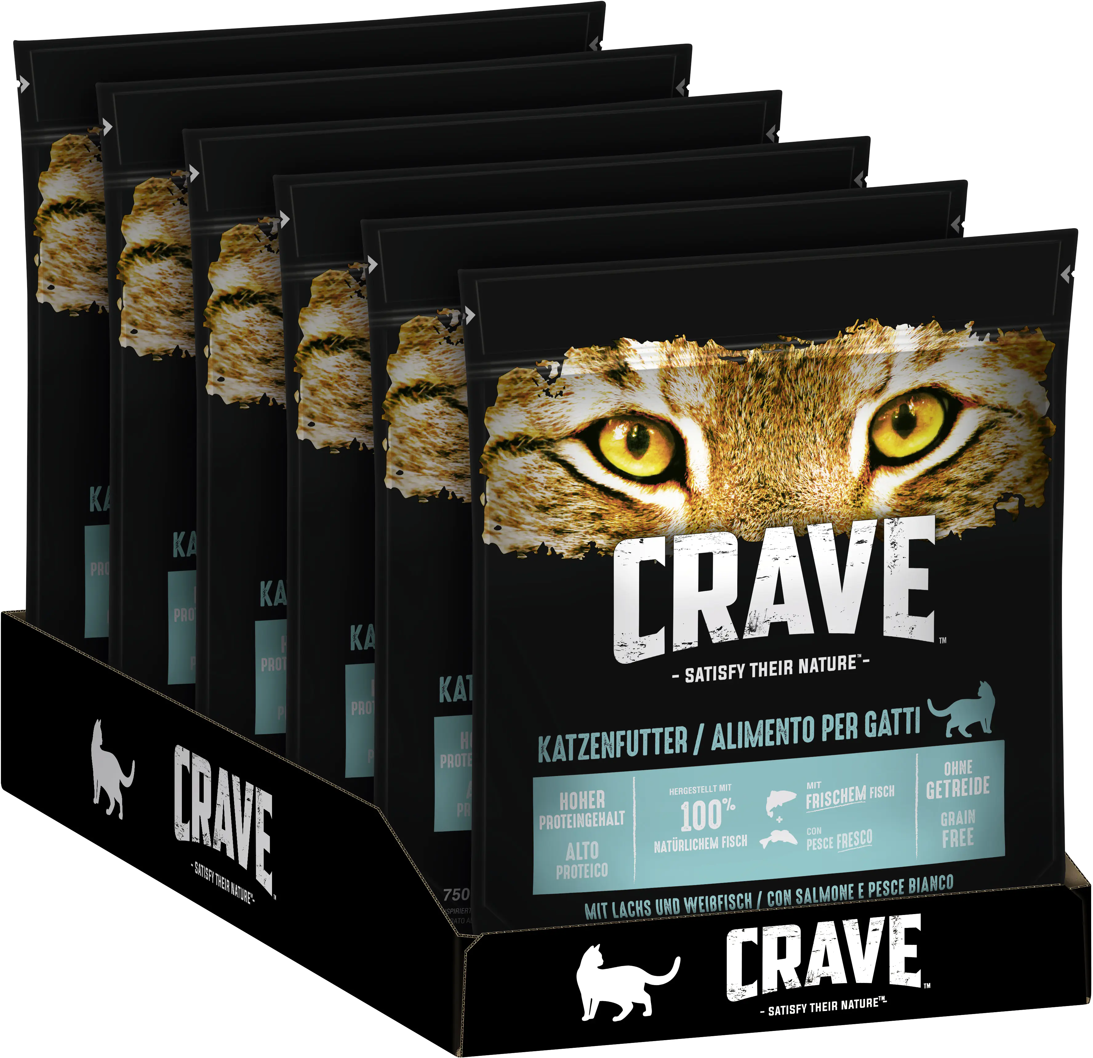 Crave Adult mit Lachs und Weissfisch Katzenfutter 750 g