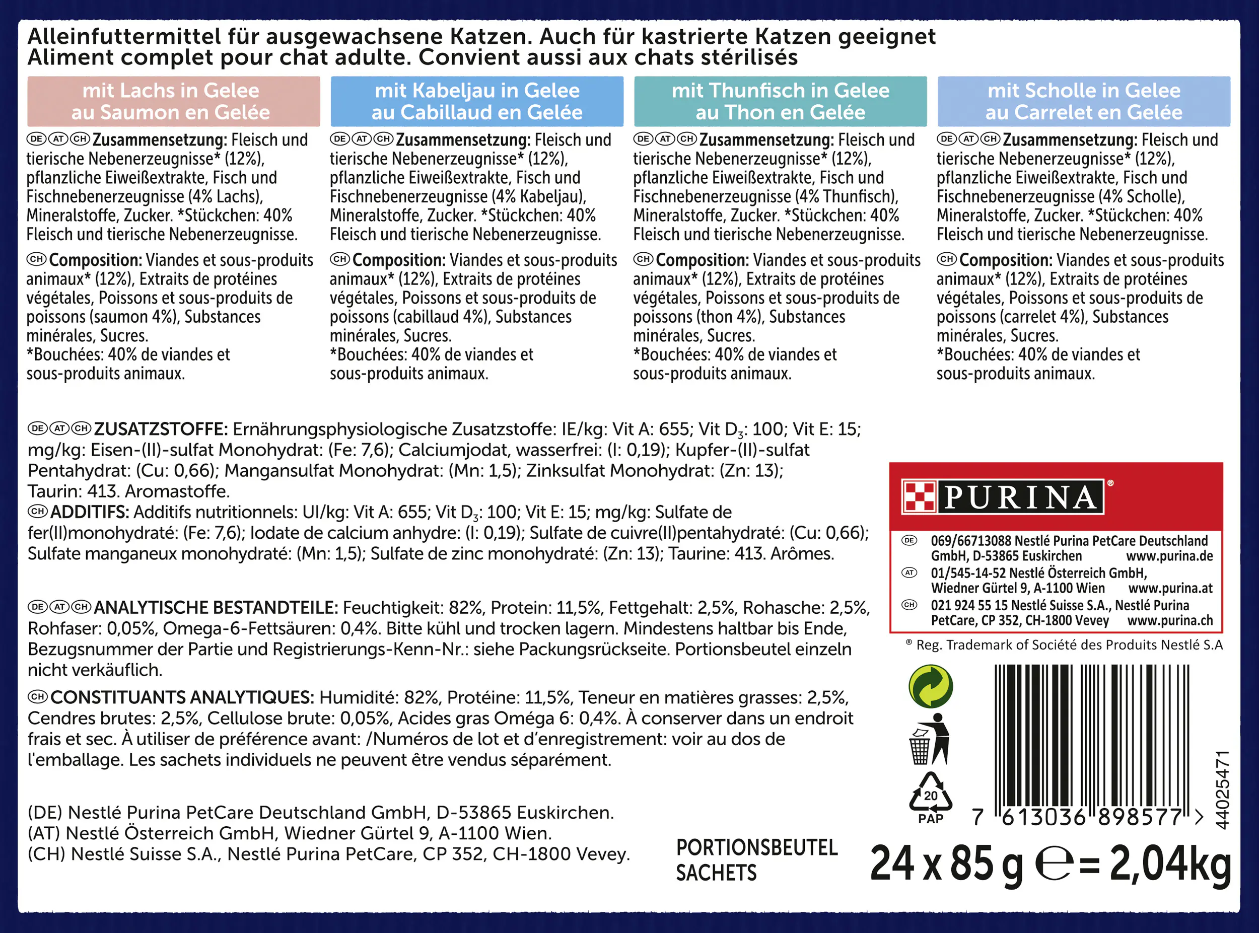 Felix Geschmacksvielfalt aus dem Wasser in Gelee Katzenfutter 24 x 85 g