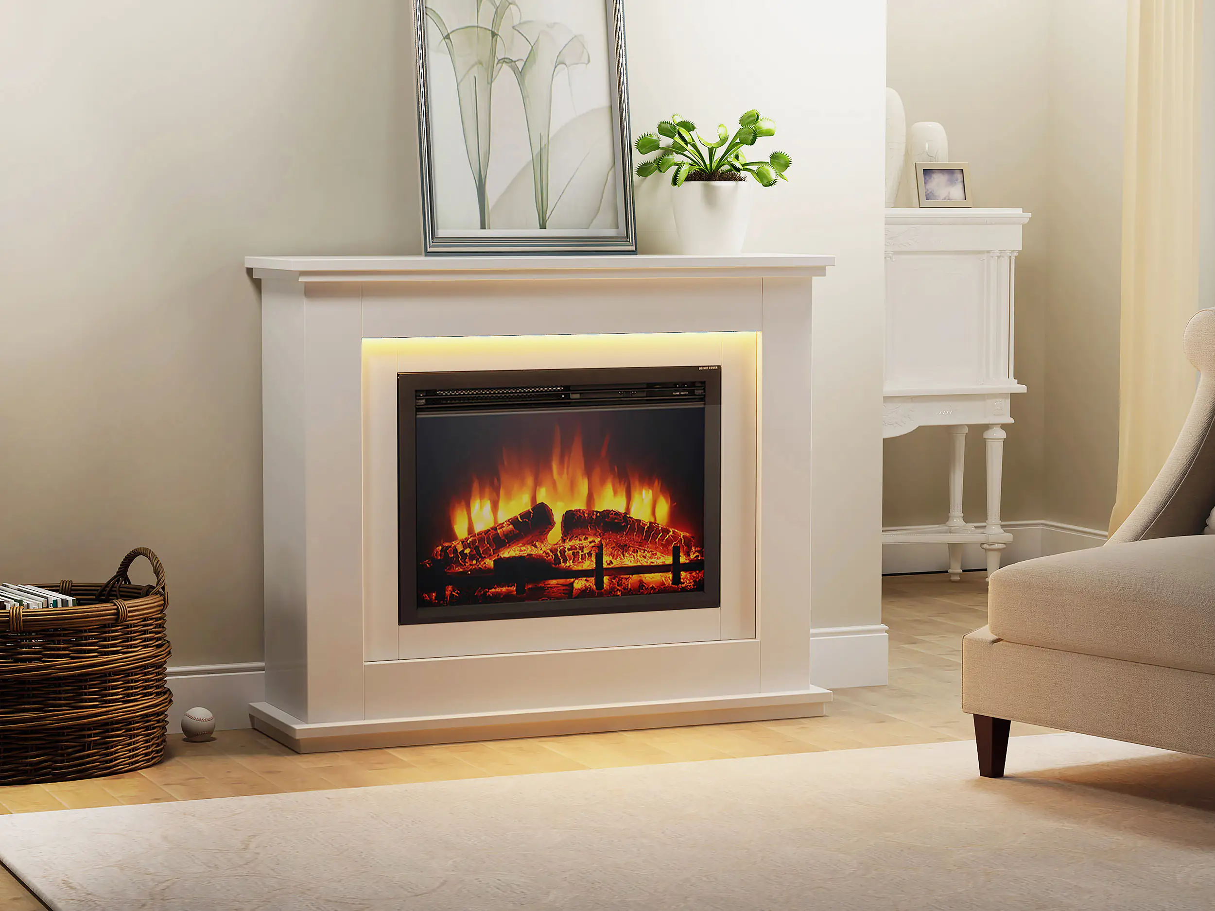 Primaster Elektrokamin weiß matt Montreal 2000 Watt 100 x 82,5 cm