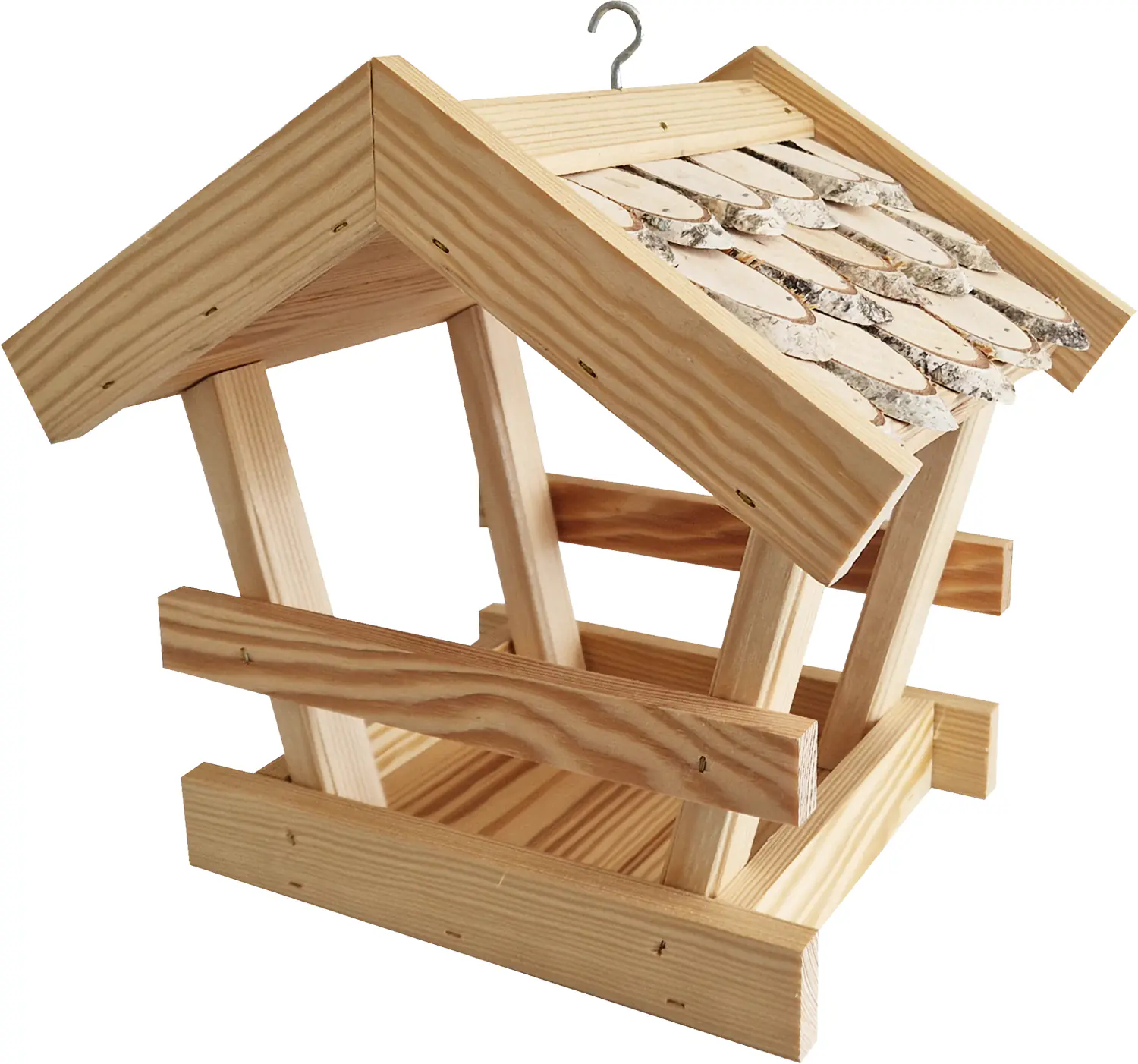 Vogelhaus mit Birkenschindeln L 26 x B 23 x H 25 cm