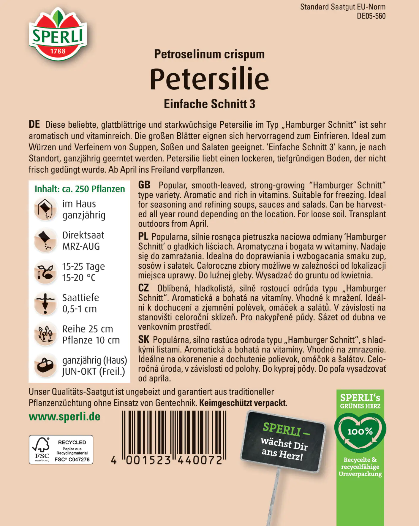 Sperli Petersilie Einfache Schnitt 3 Sperli Petersilie Einfache Schnitt 3