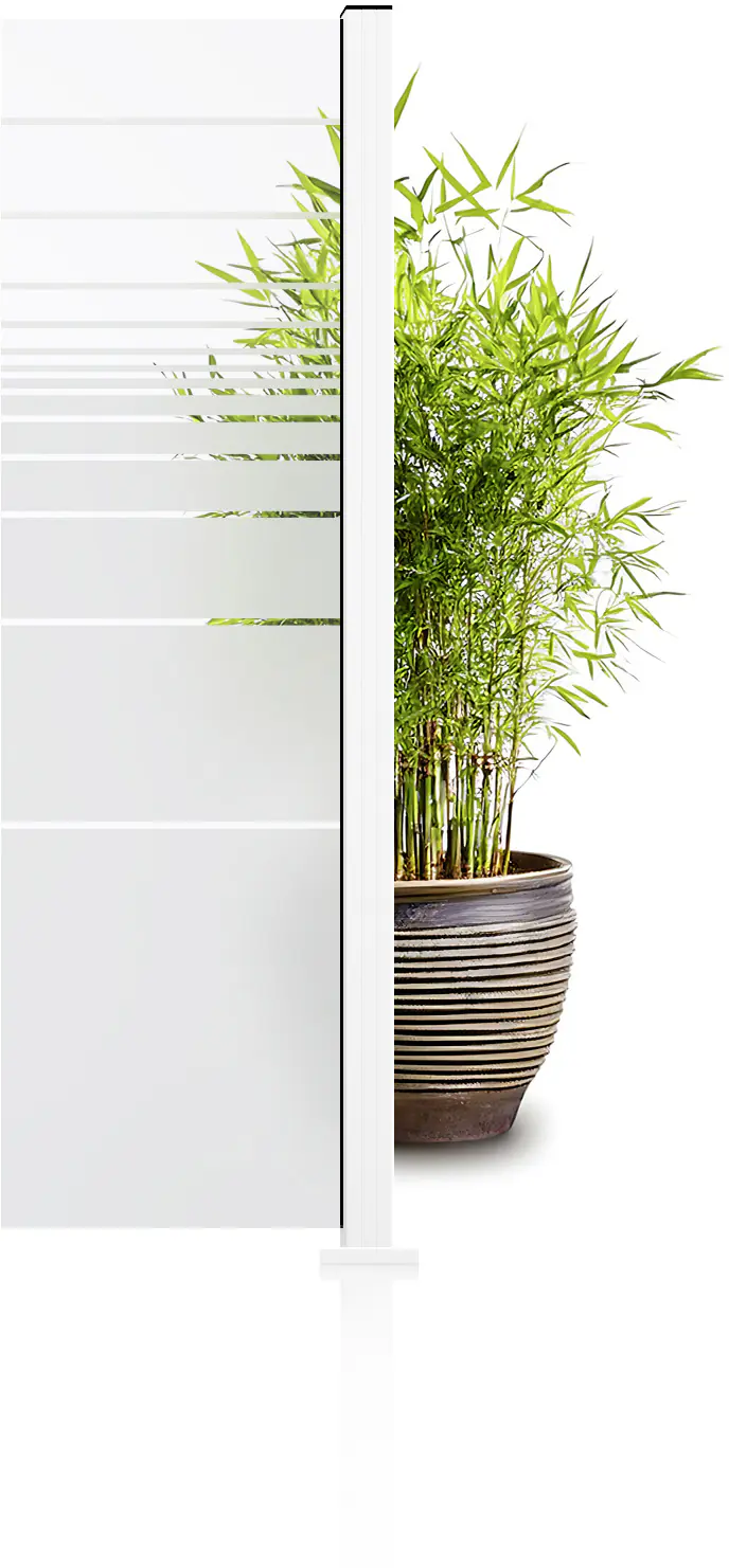 Ambiente Glaszaun Erweiterungsset Klarglas mit Siebdruck 187 x 55,7 cm weiß