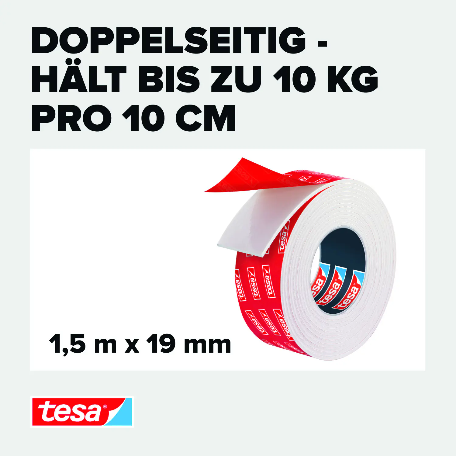 tesa Montageband 1,5 m x 19 mm, weiß