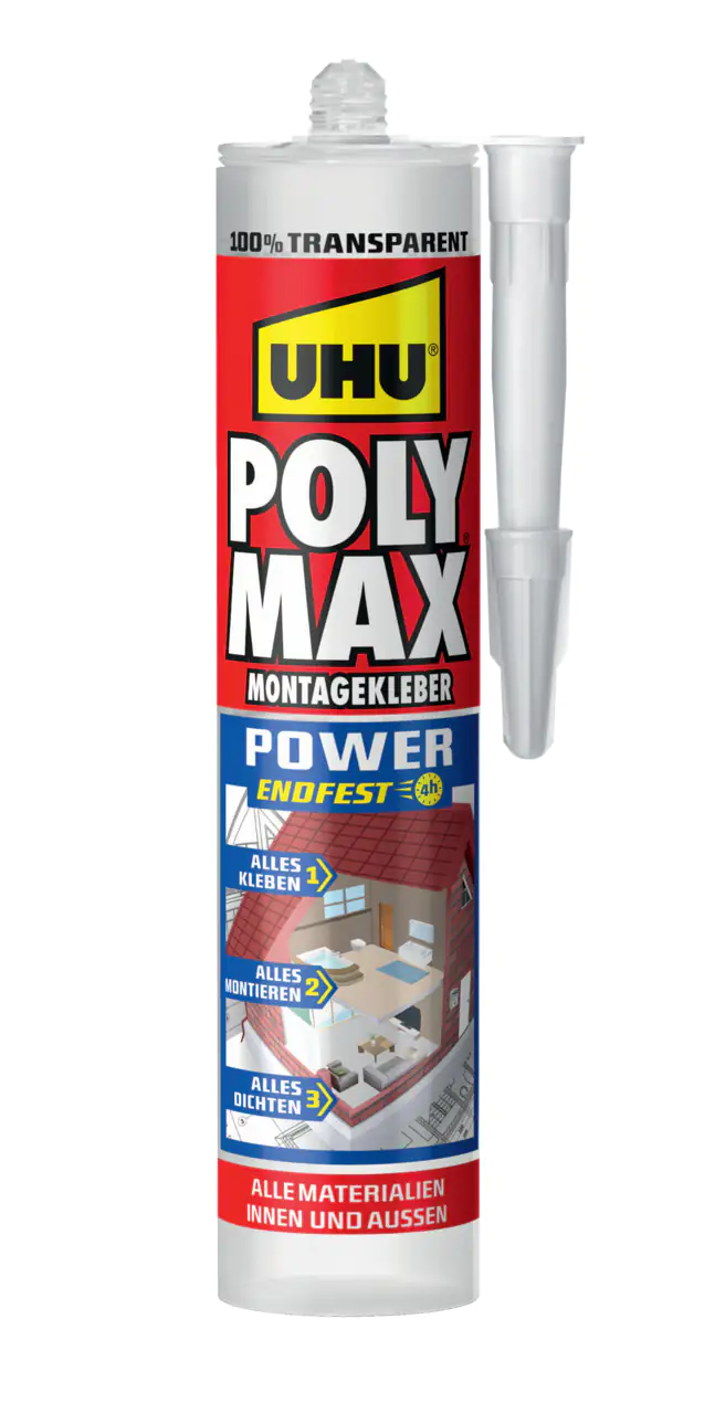 UHU Poly Max Power Montagekleber 300g, transparent UHU Poly Max Power Montagekleber 300g, transparent