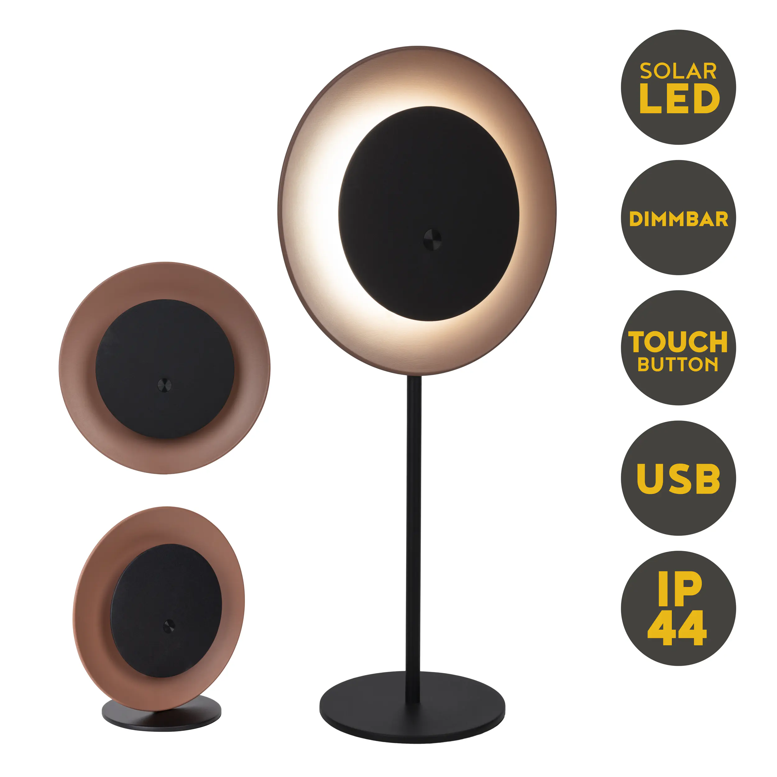 Light & More Solar-Tischleuchte Sun mocha mousse 41,5 cm