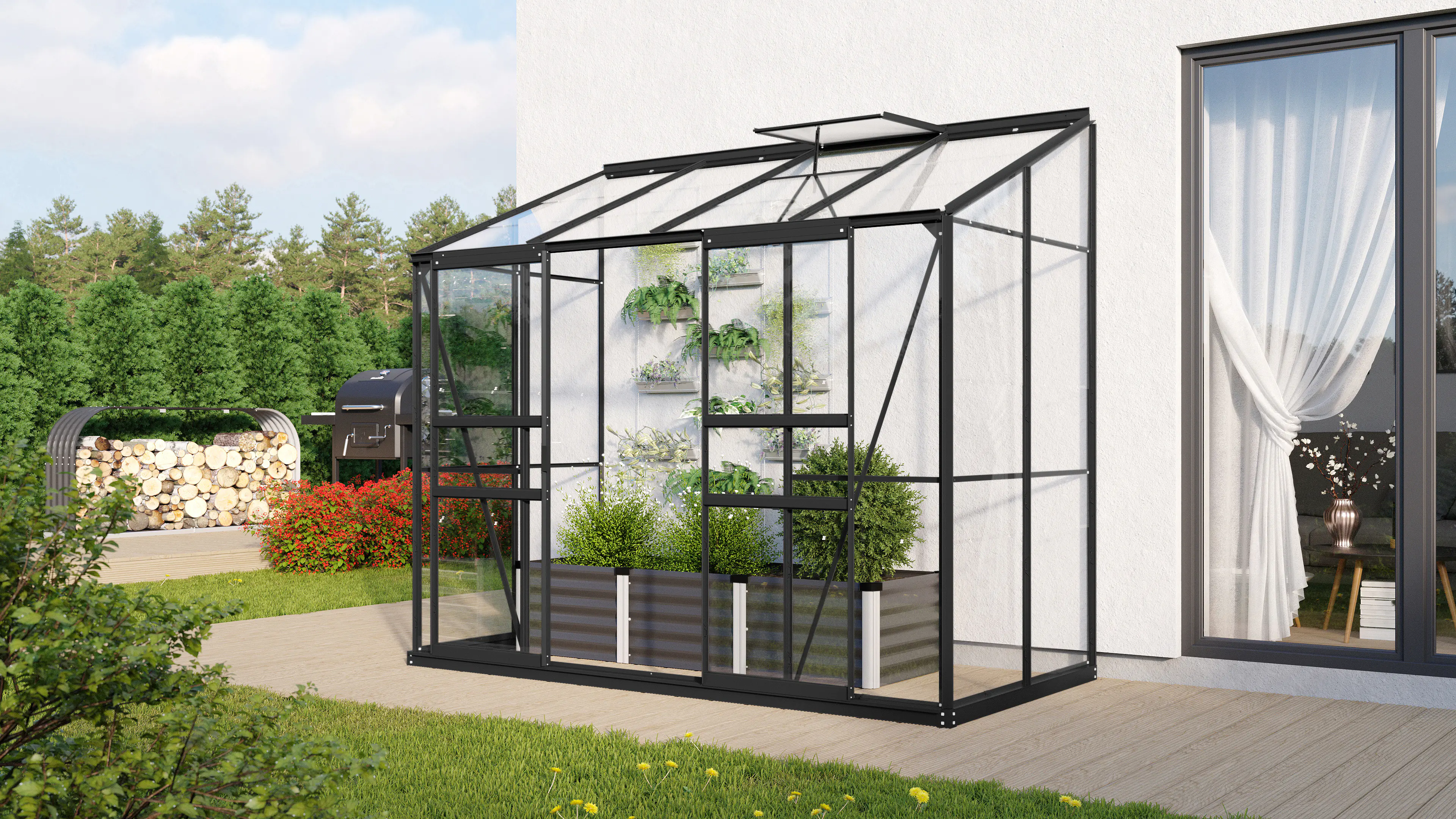 Vitavia Anlehngewächshaus Styx 3300 128 x 254 cm 3 mm Sicherheitsglas