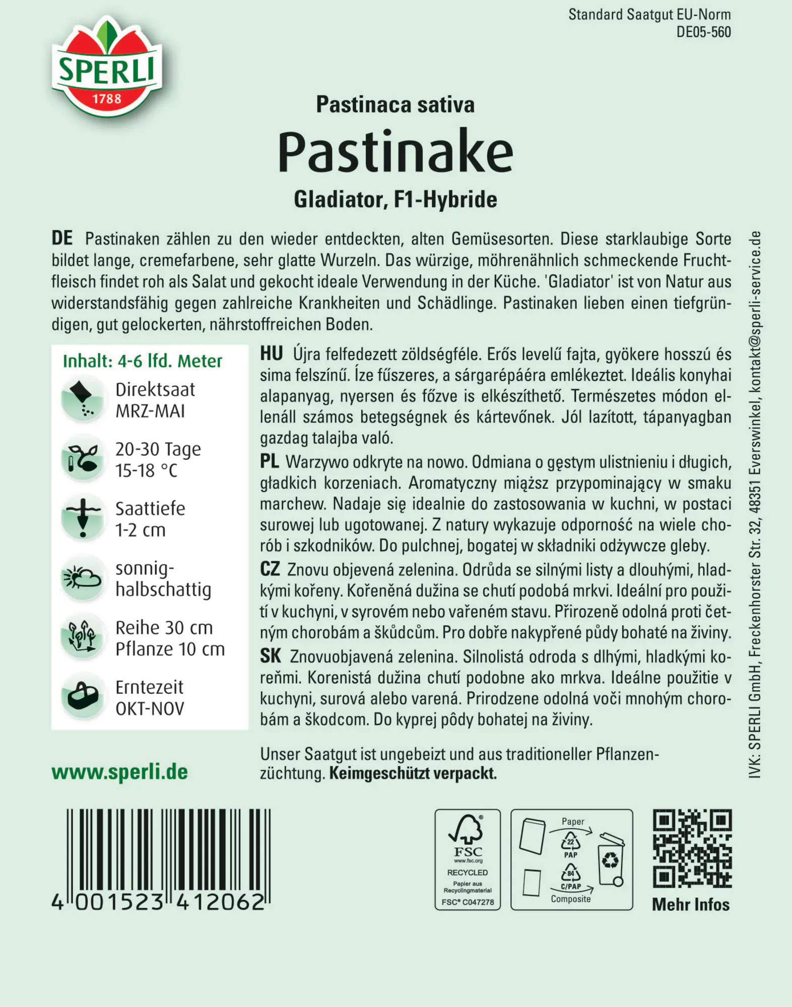 Sperli Pastinake Gladiator F1
