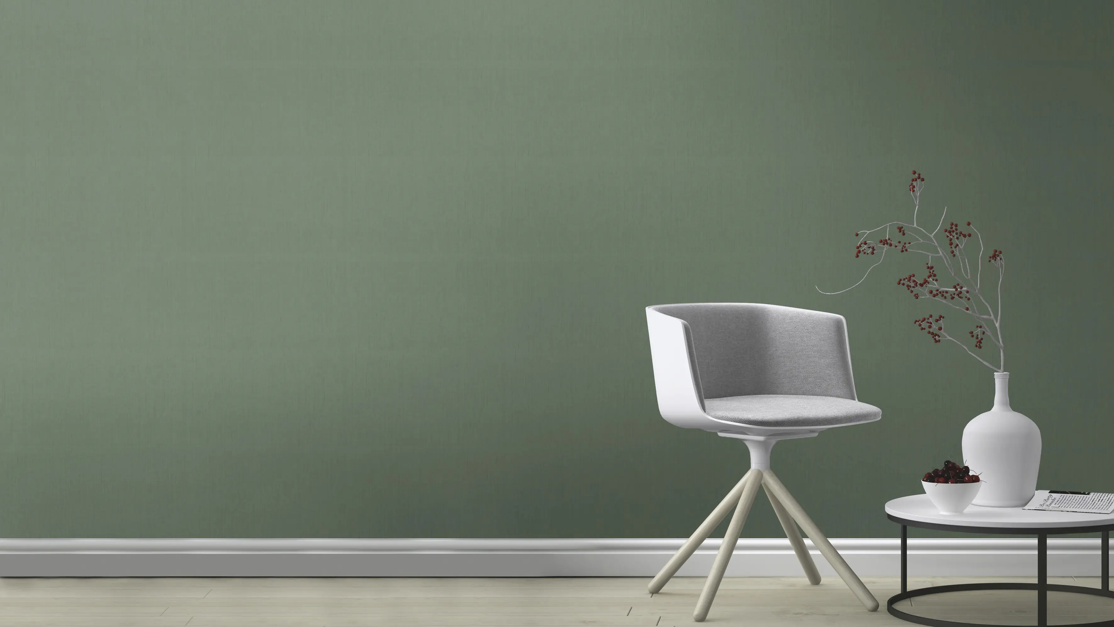 Rasch Vliestapete 746143 Grün-Moosgrün Uni 10,05 m x 0,53 m