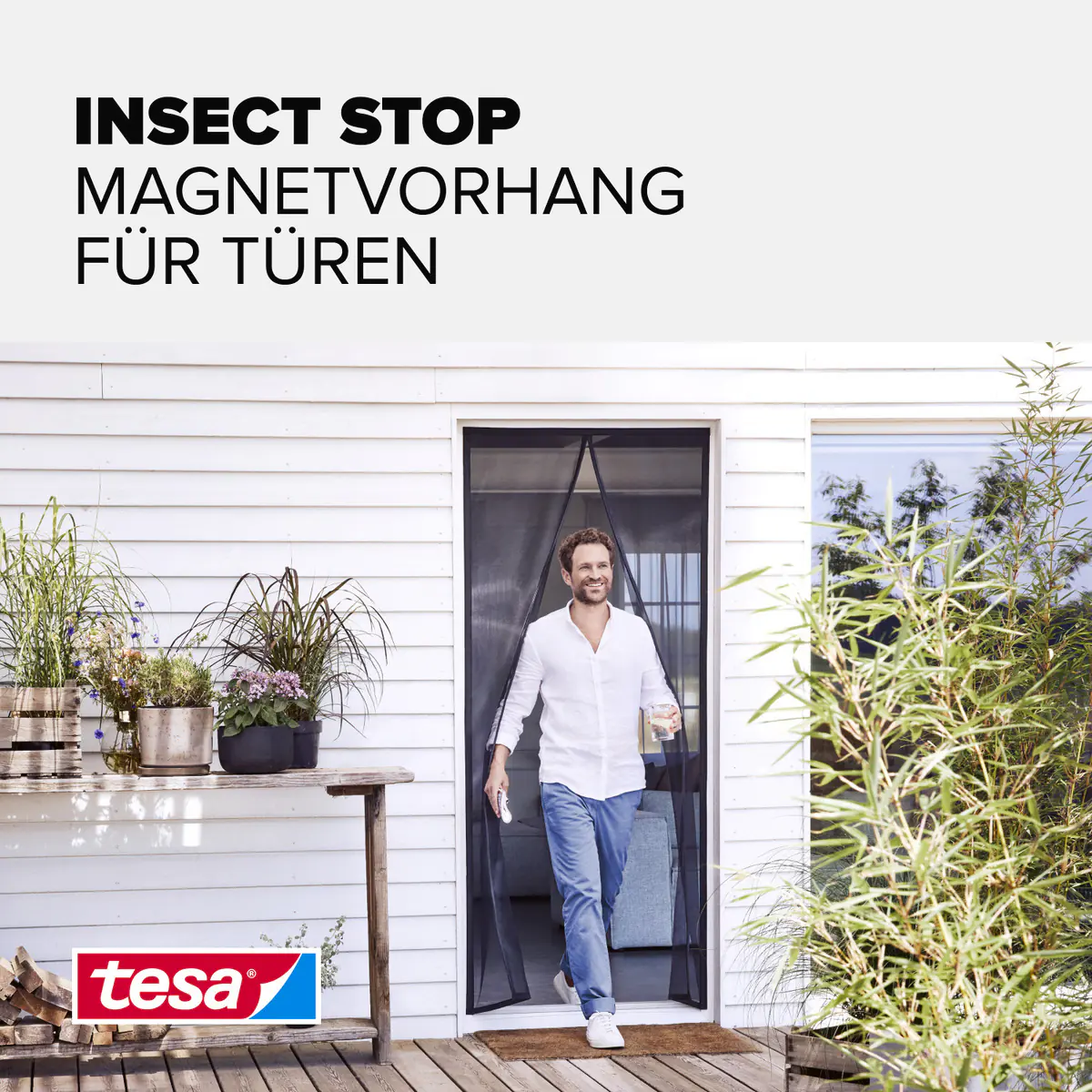 tesa Fliegengitter Magnetvorhang 80 x 200 cm anthrazit