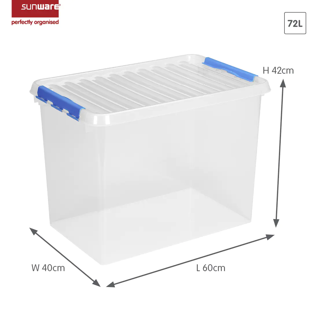 Sunware Aufbewahrungsbox Q-line 72L transparent blau 60 x 40 x 42 cm Sunware Aufbewahrungsbox Q-line 72L transparent blau 60 x 40 x 42 cm