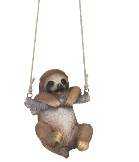 Dekofigur Faultier hängend 14,8 x 12 cm braun