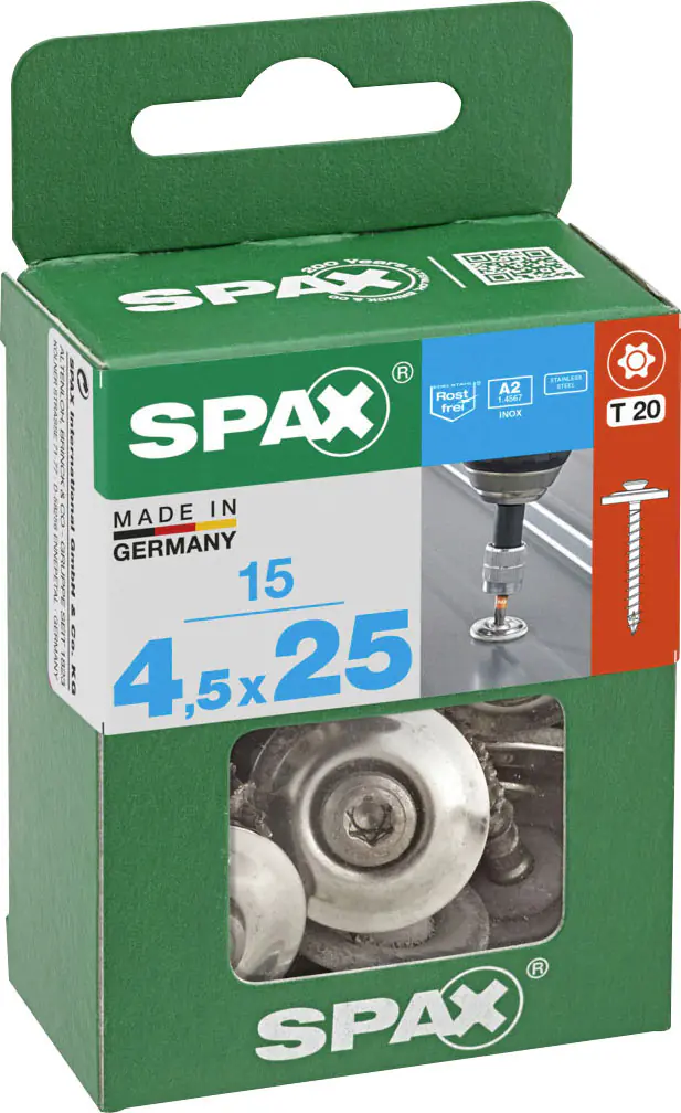 Spax Spenglerschrauben 4,5 x 25 mm T20 Vollgewinde - 15 Stk. 