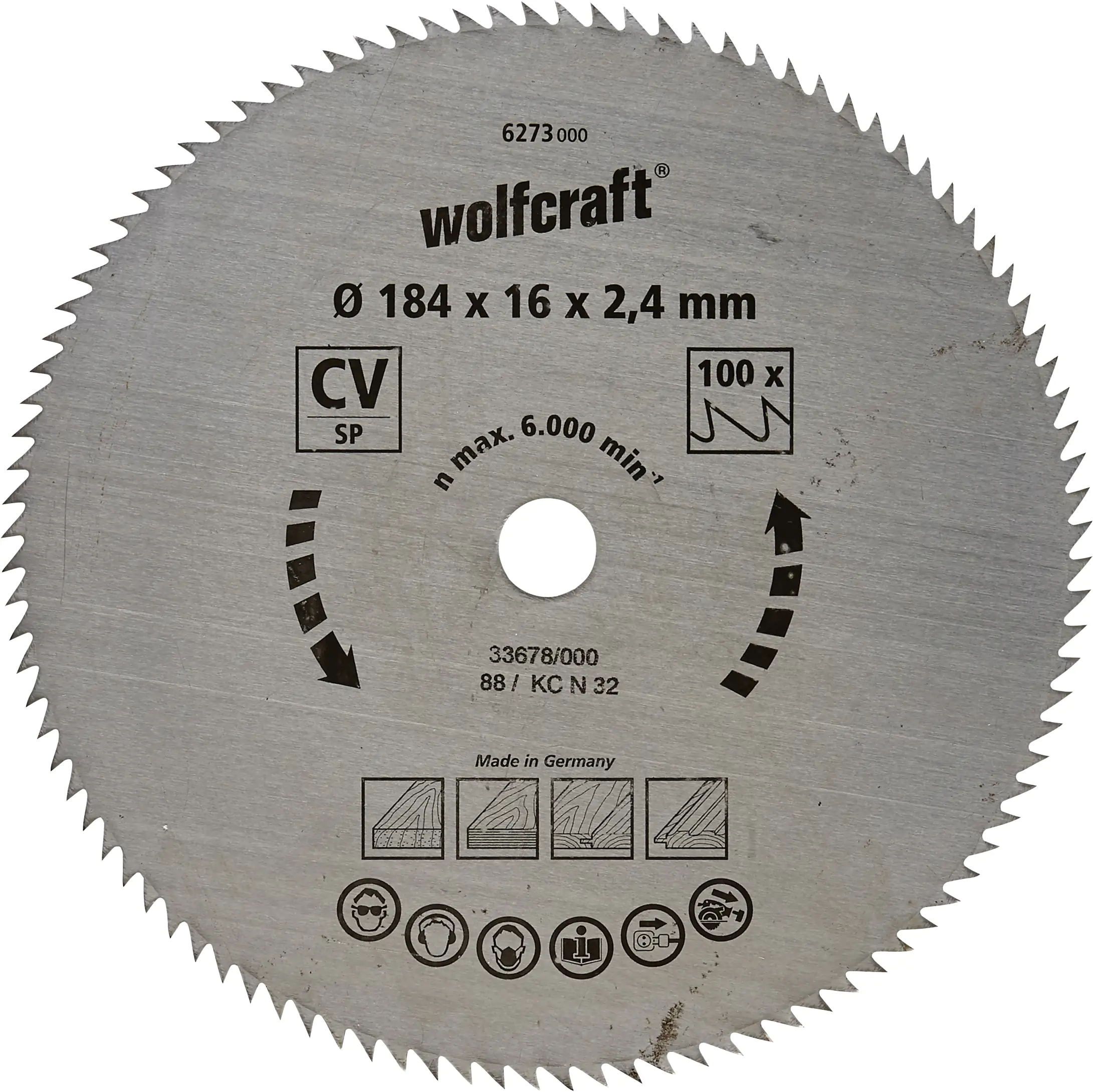 Wolfcraft Kreissägeblatt Ø 184 mm Bohrung Ø 16 mm 100 Zähne