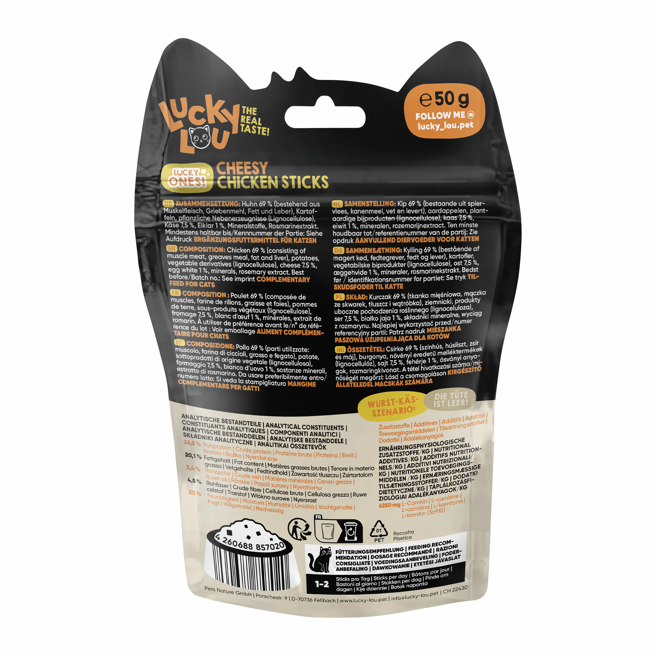 Lucky Lou Katzensnack Lucky Ones Sticks Käse und Huhn 50 g
