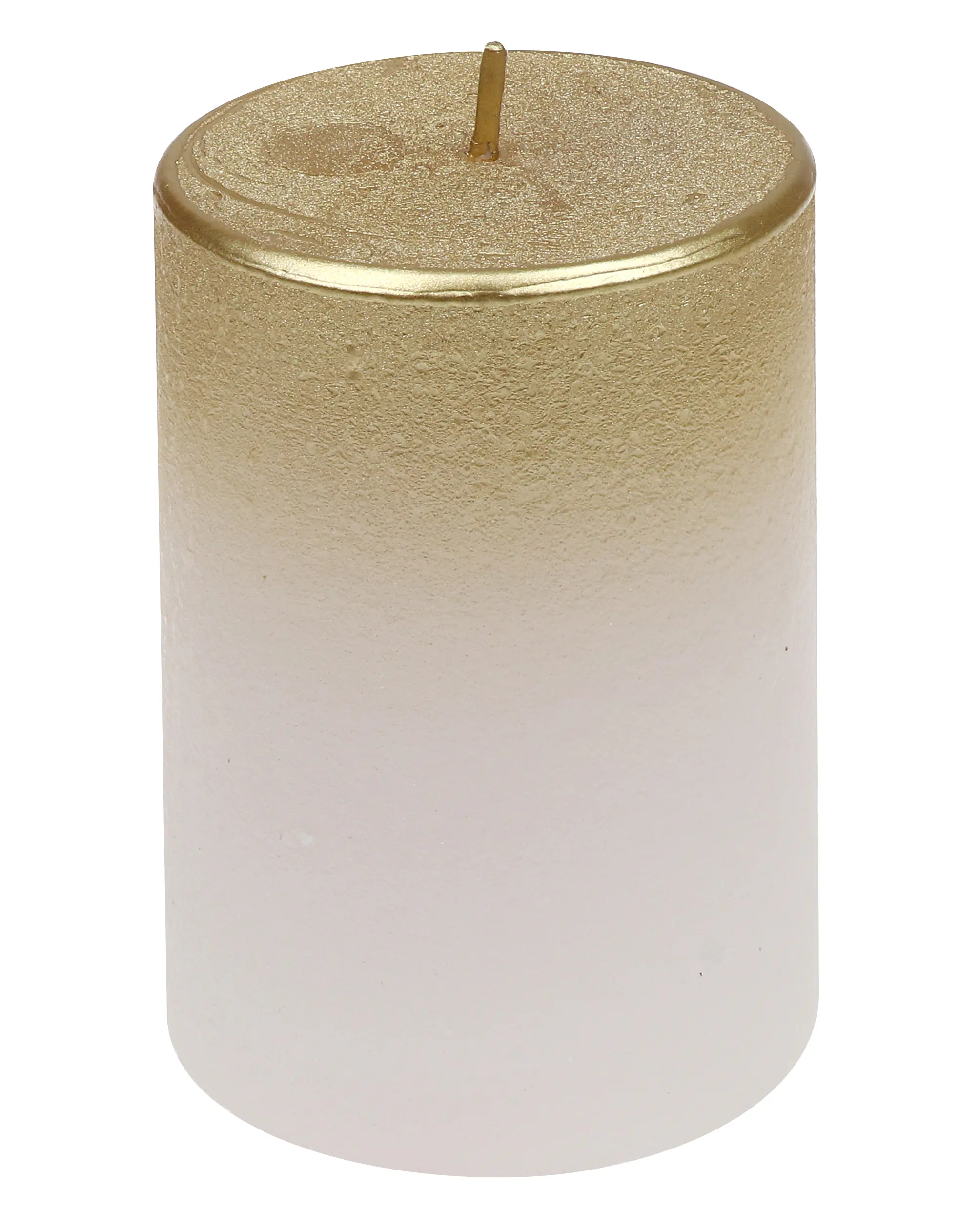 Steinhart Stumpenkerze Foggy Ø 6,8 x 10 cm weiß-gold