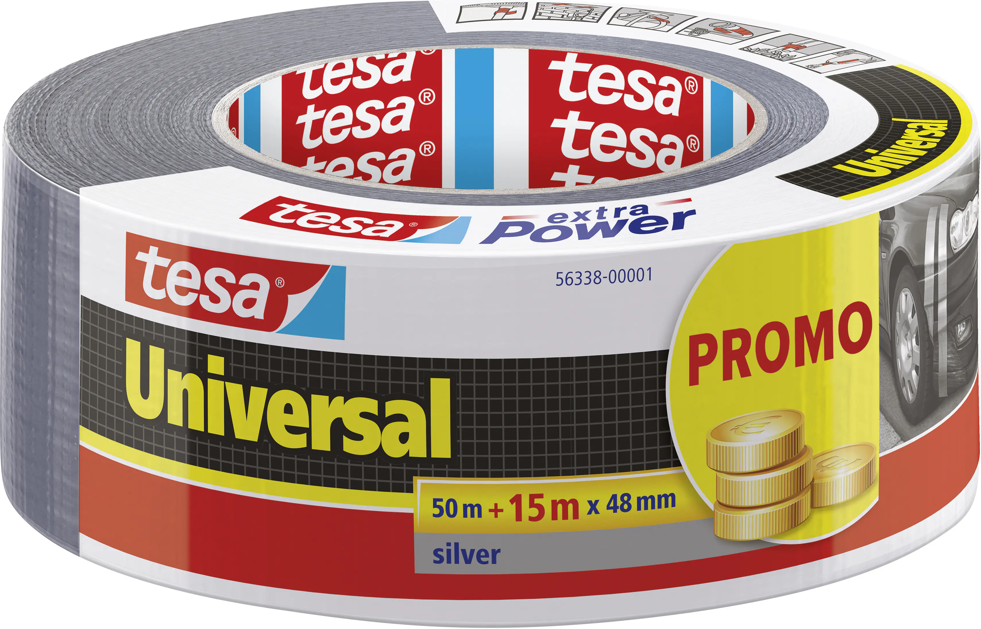 tesa extra Power Klebeband Universal 65 m x 48 mm silber