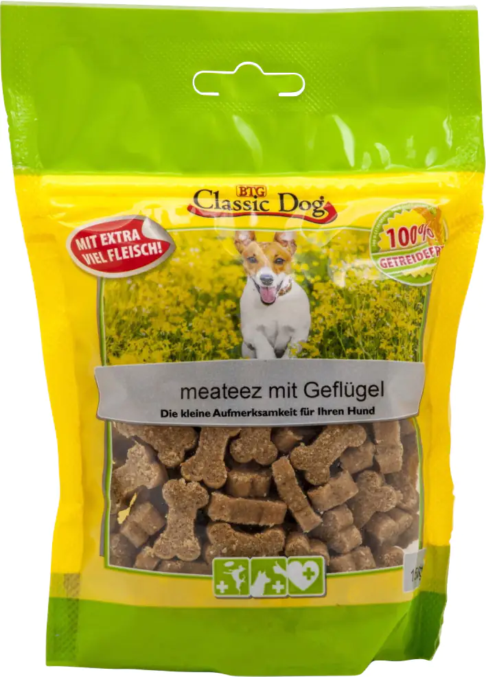 4260104075816 Classic Snack meateez Geflügel 150g Adult