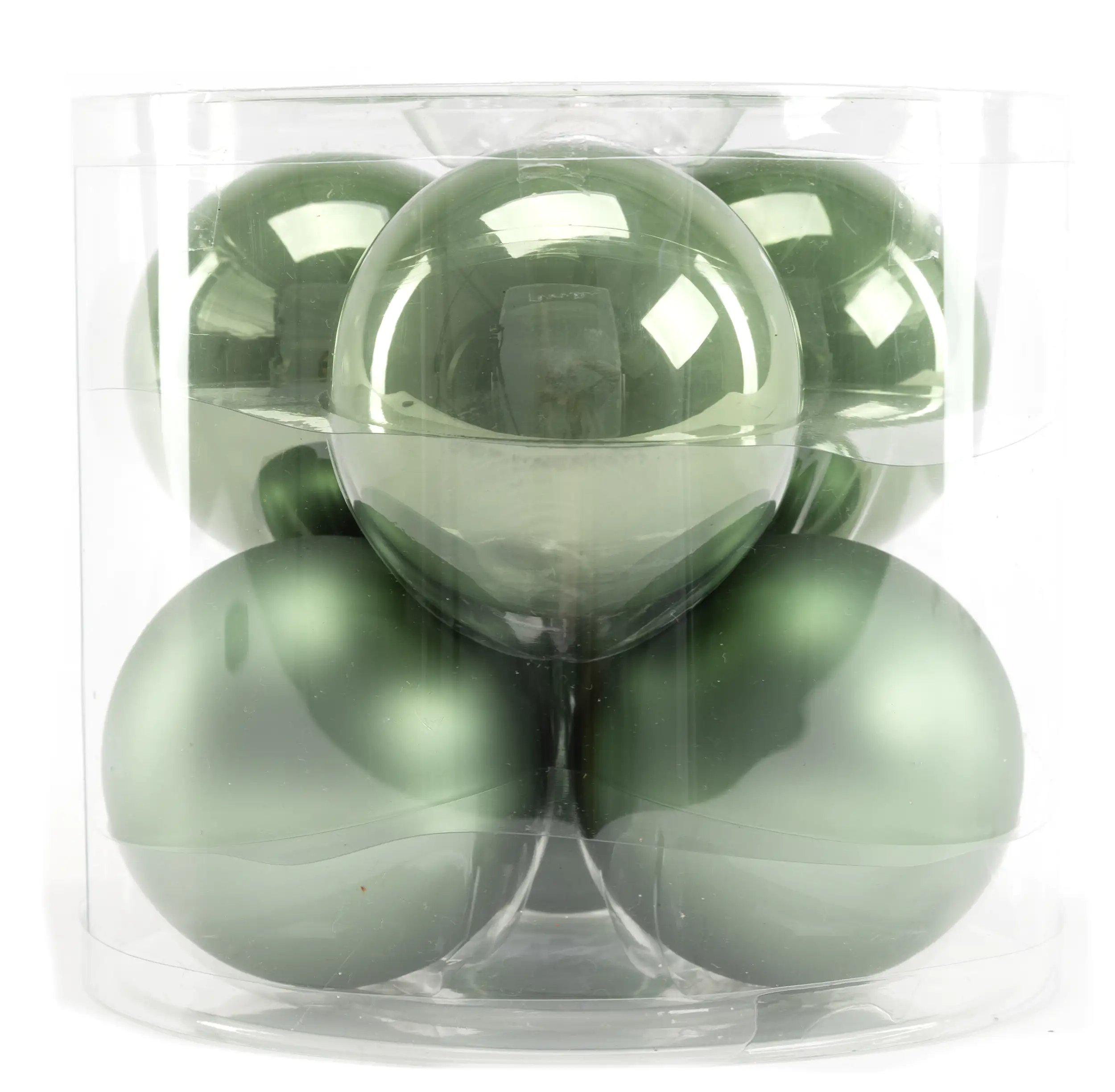 TrendLine Weihnachtskugeln aus Glas Ø 8 cm salbeigrün 6 Stück