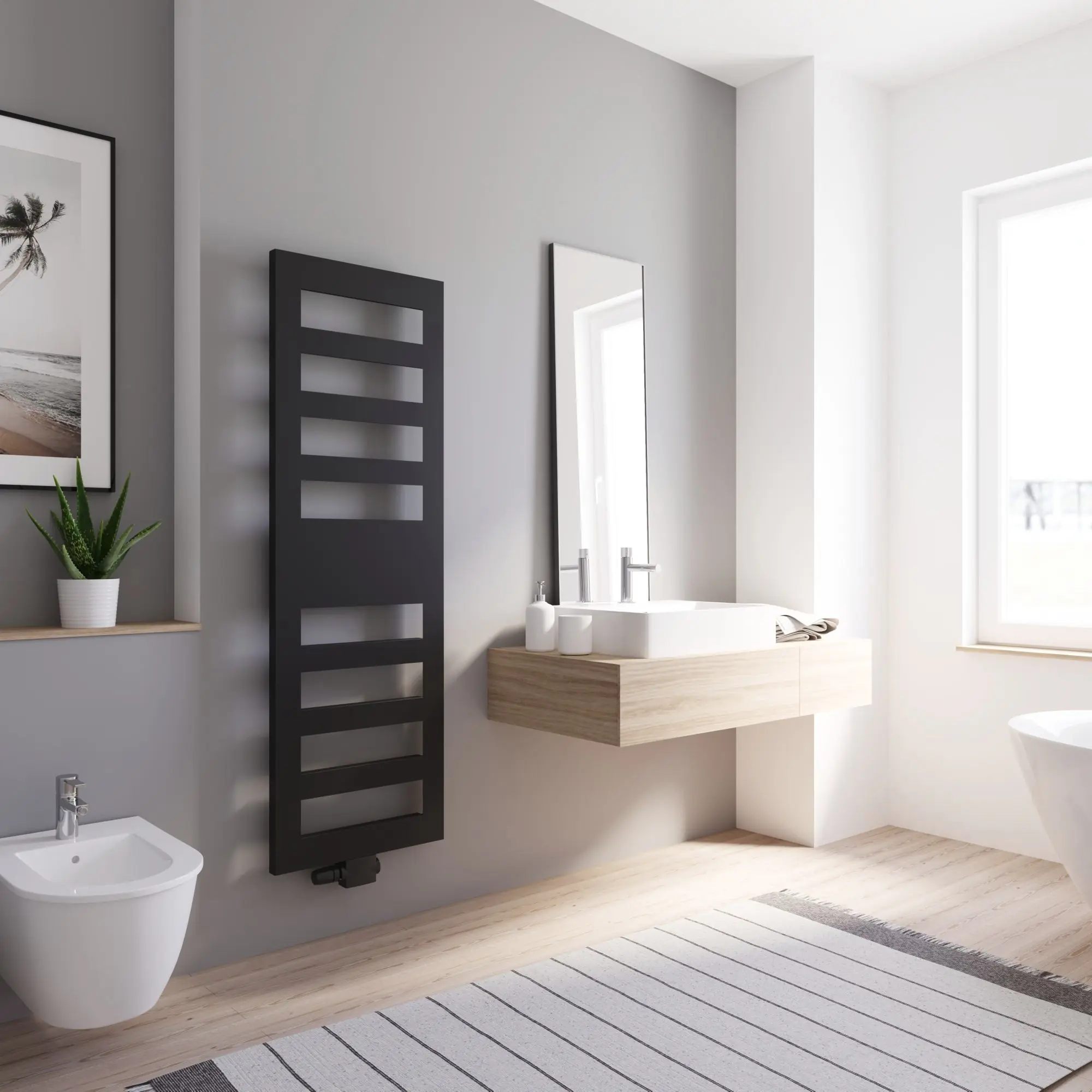 Schulte Design-Heizkörper Münster 154,3 x 50,5 cm mattschwarz 475 W