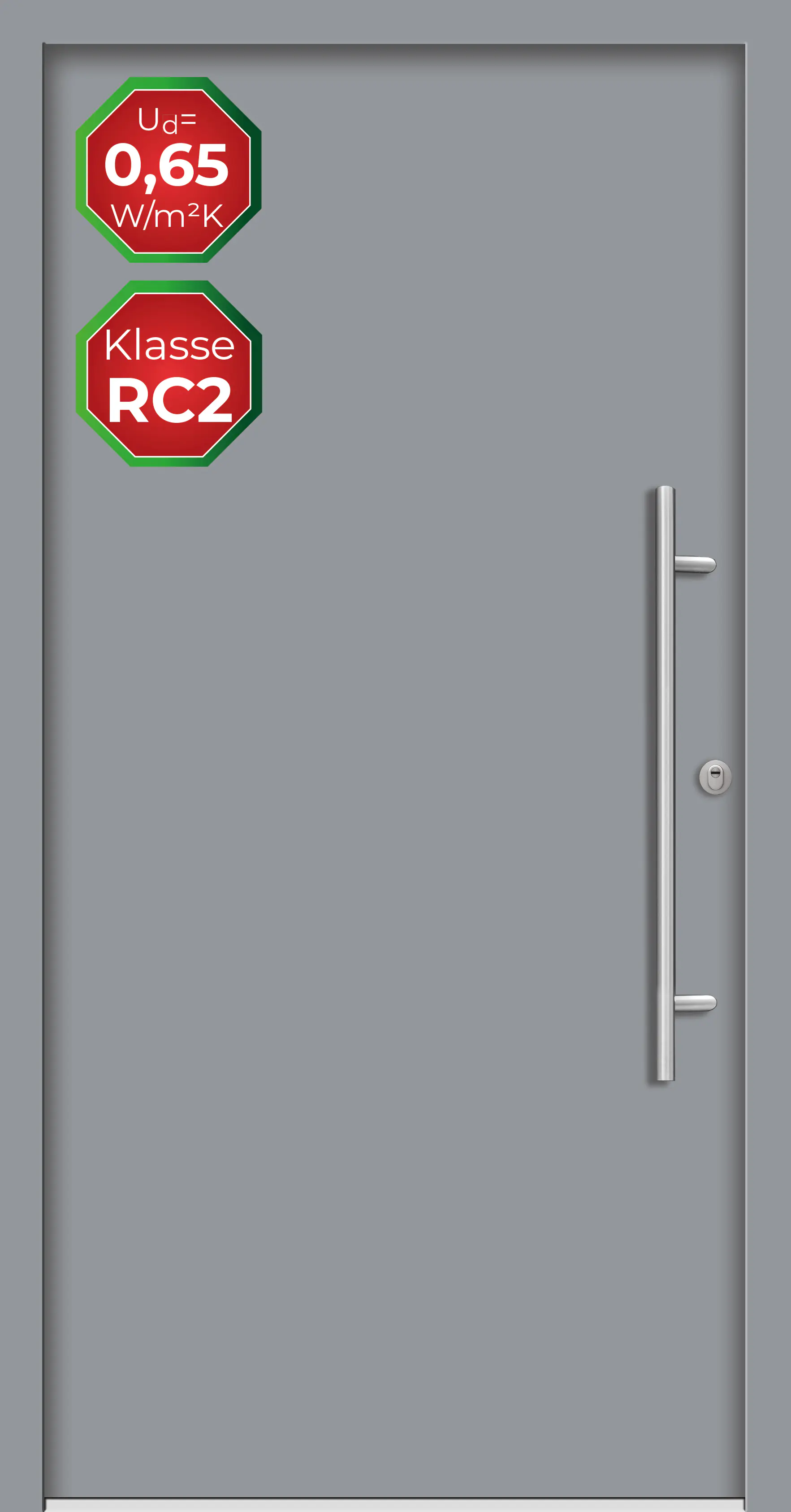 Splendoor Haustür Passivedoor Premium B05 RC2 Grau DIN Rechts 100 x 210 cm