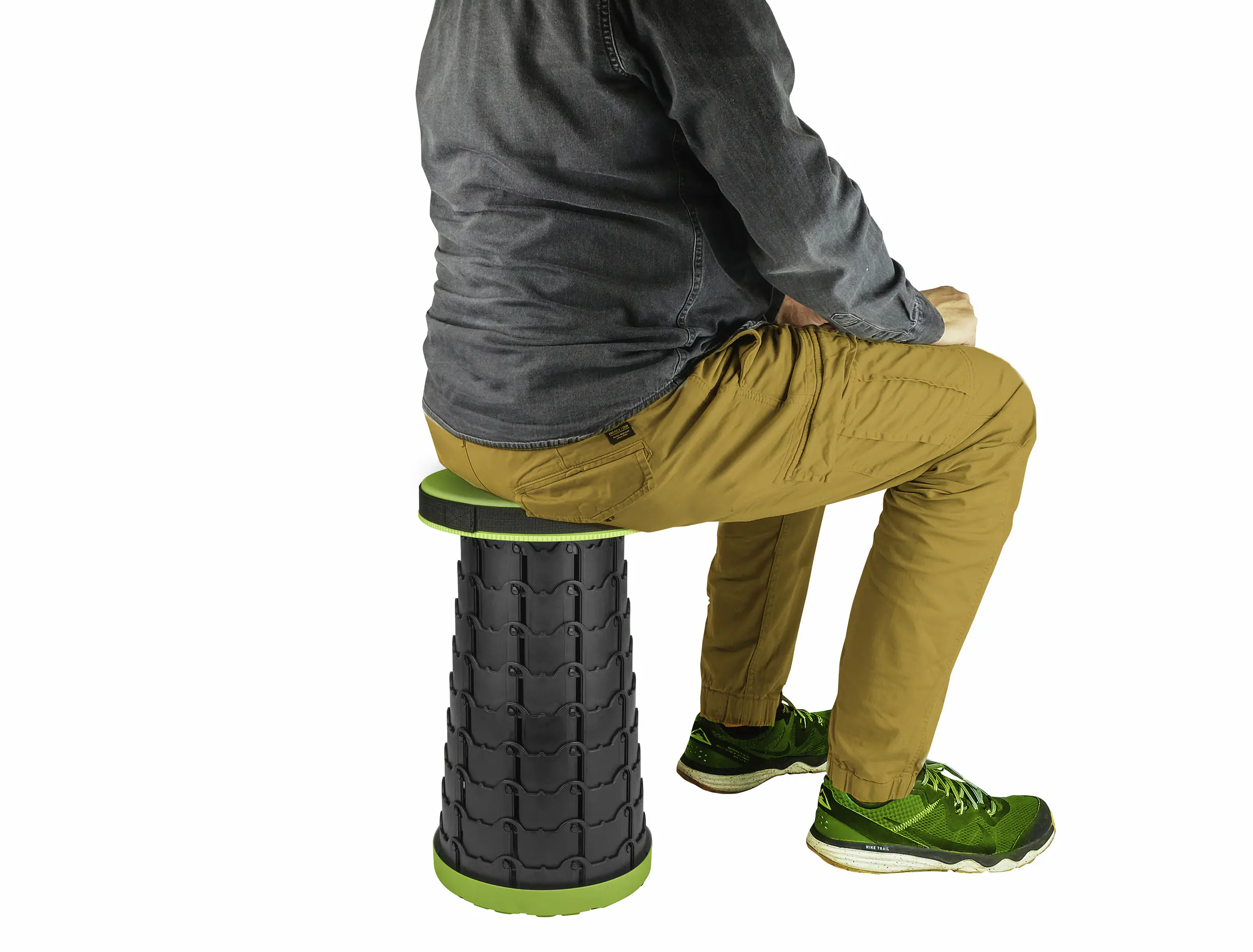 Calima Campinghocker faltbar schwarz/grün 26 x 26 cm