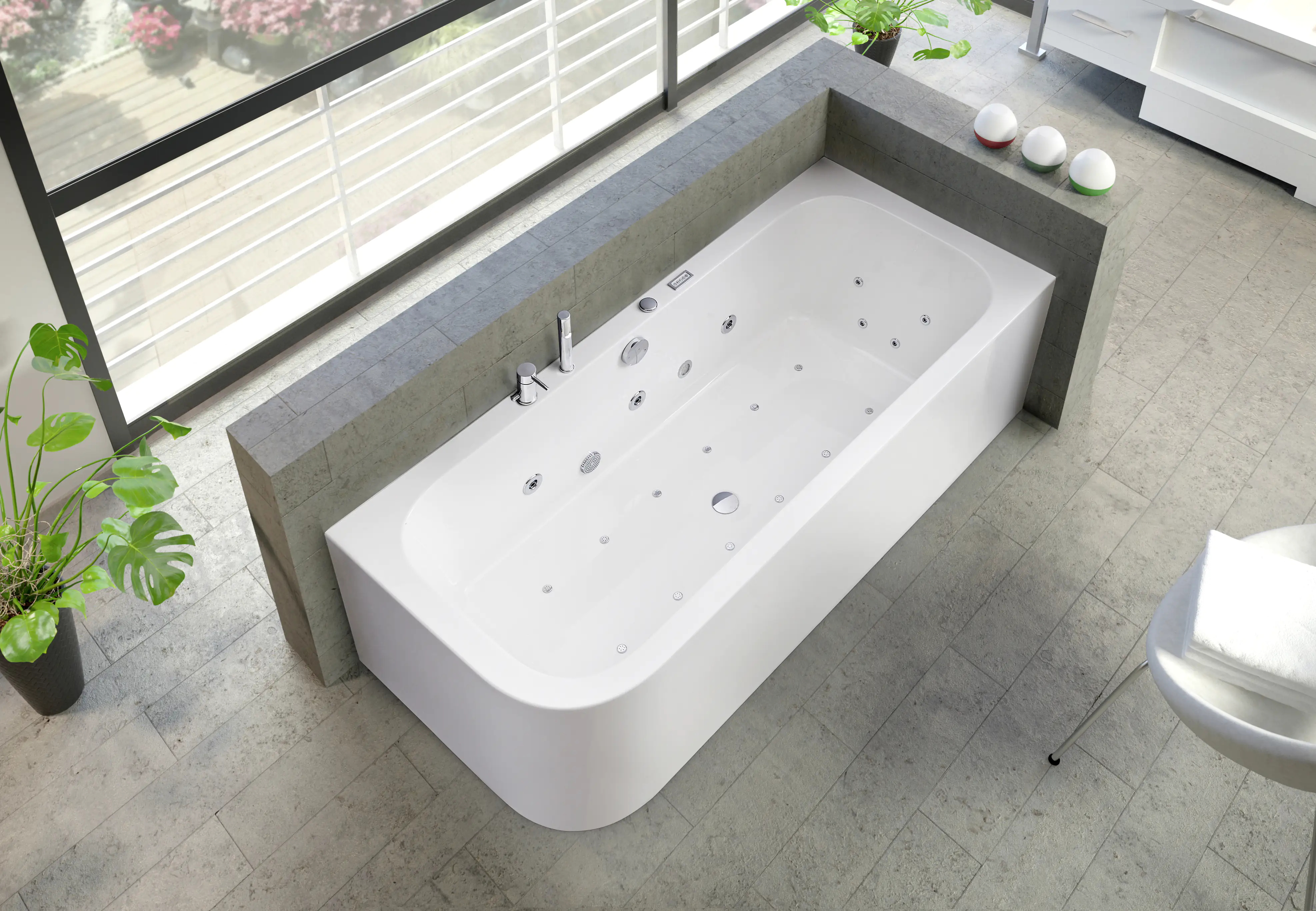 Ottofond Whirlpool-Badewannen-Komplettset Spirit 180 x 80 cm