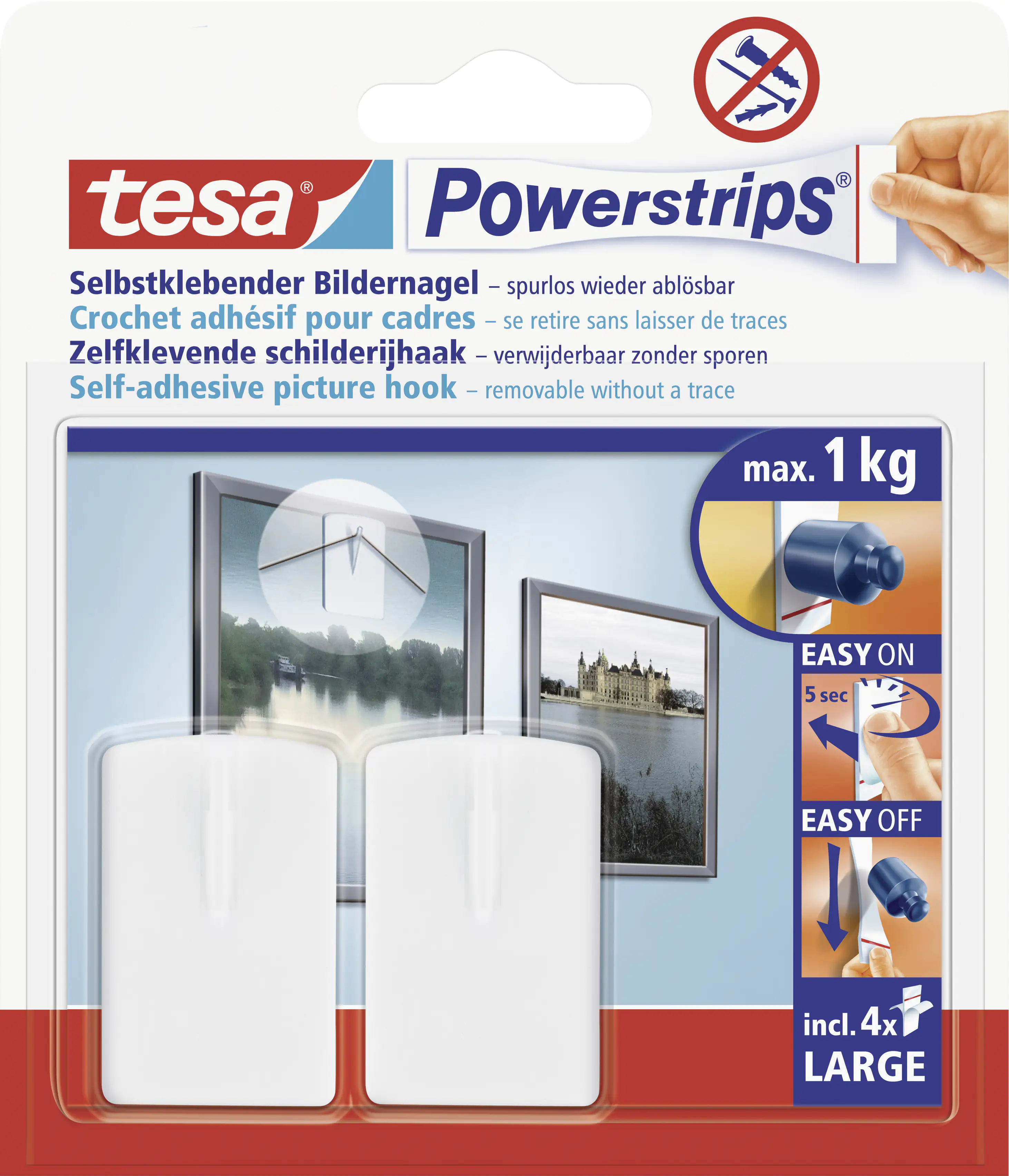 tesa Klebestrip Bilder Powerstrip weiß, 2 Stück
