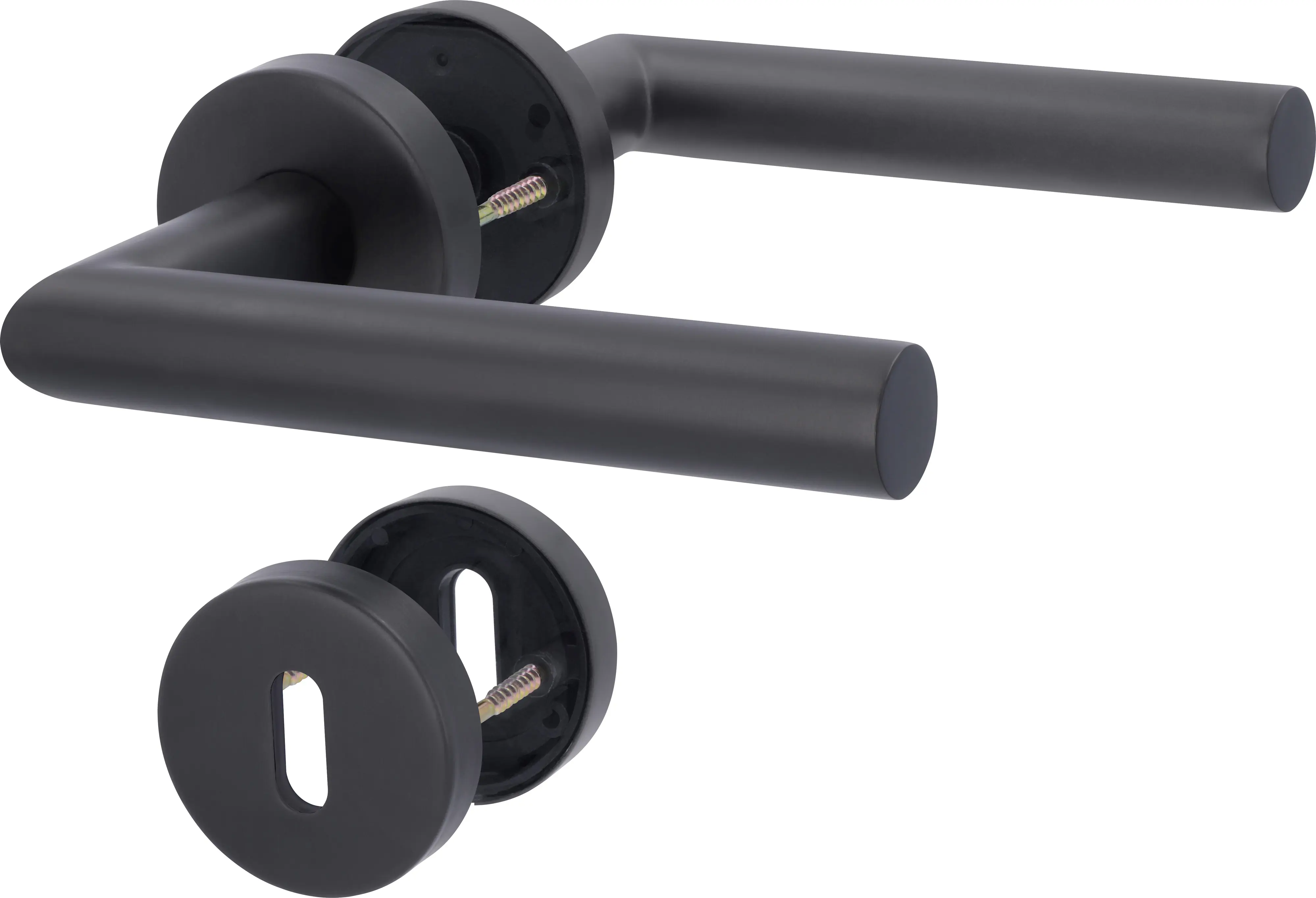 Alpertec Türgriff-Garnitur Rosette BB Fair I Edelstahl schwarz Ø 52 mm