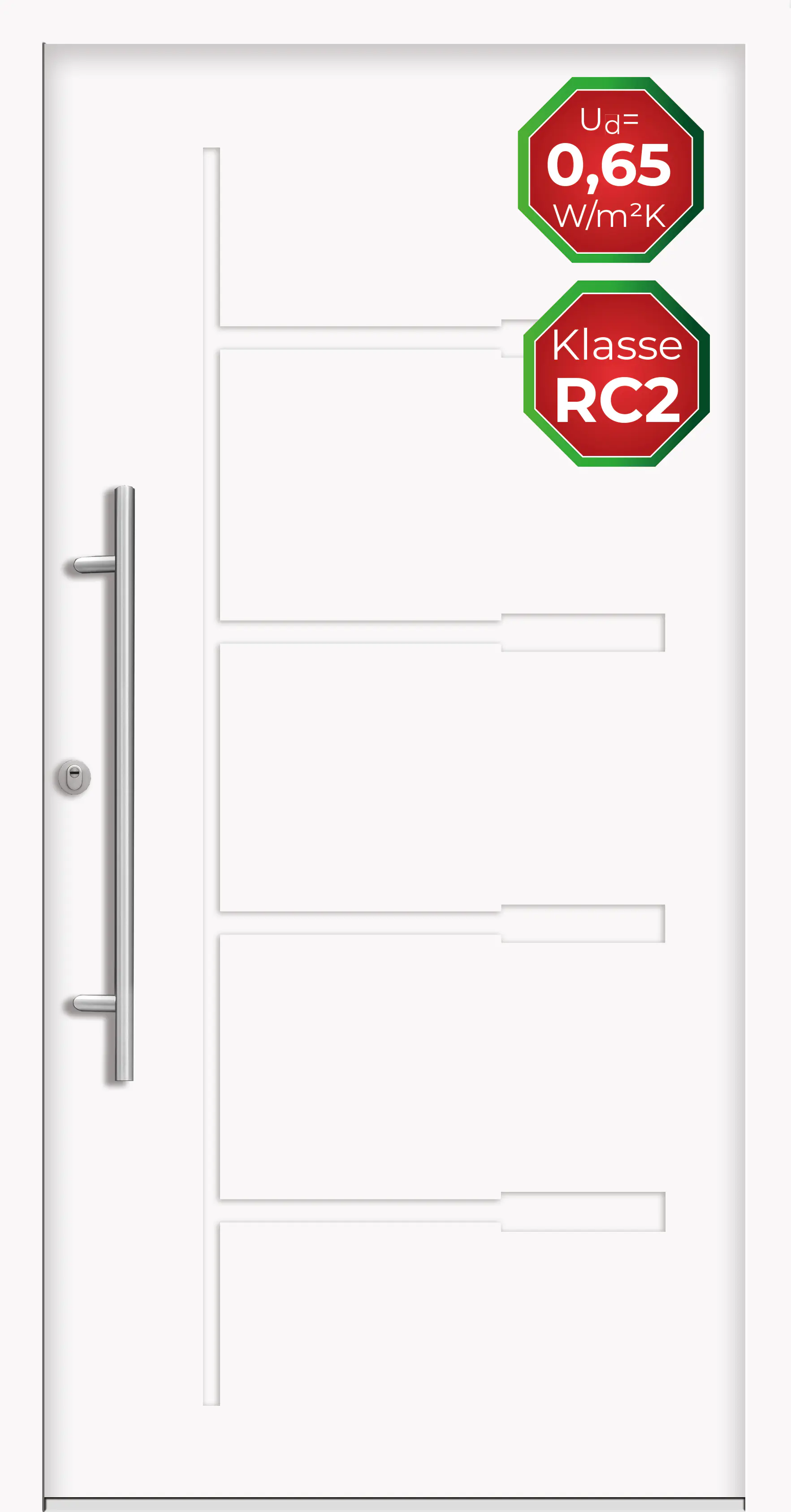 Splendoor Haustür Passivedoor Premium H1 RC2 Weiß DIN Links 110 x 210 cm