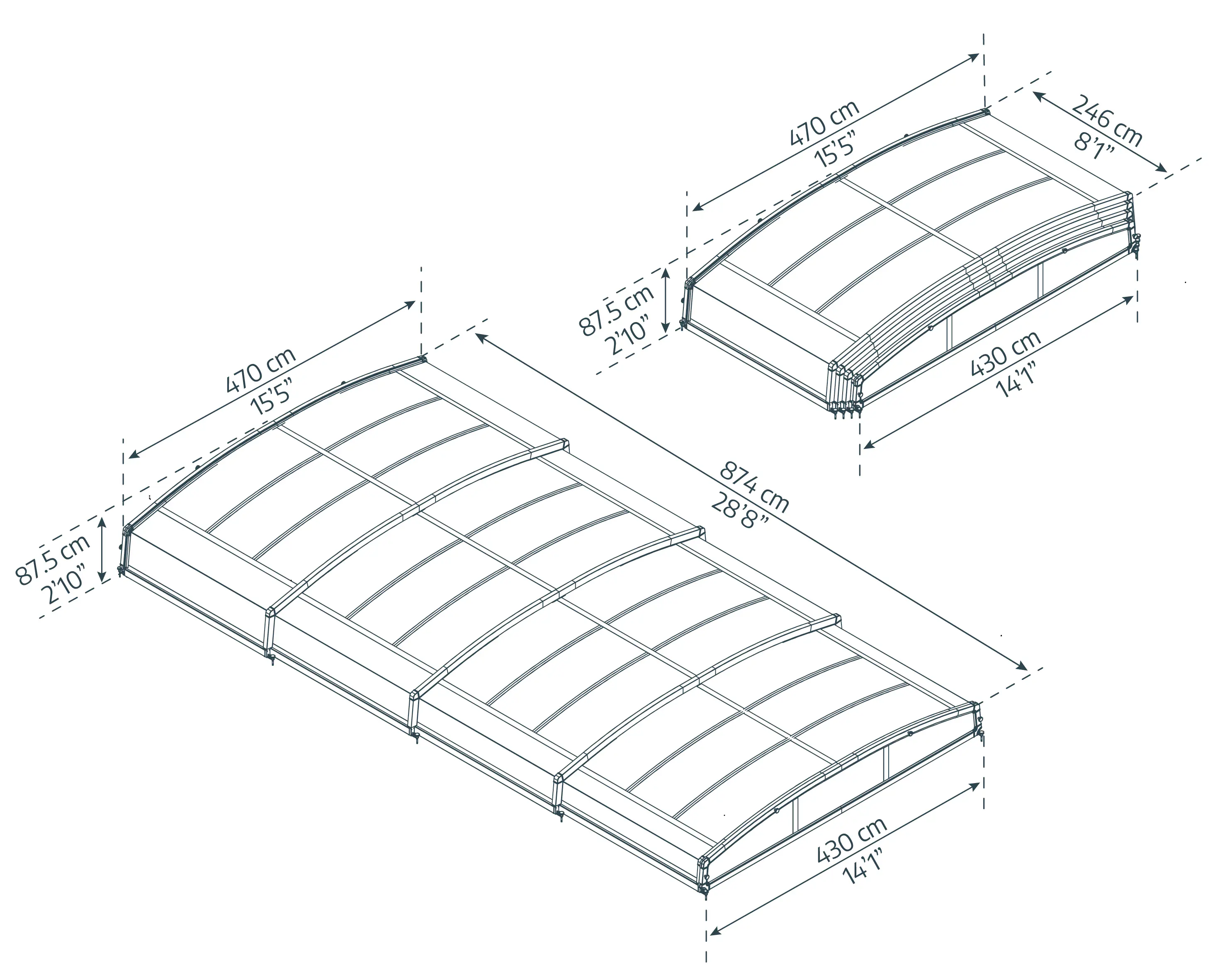 Canopia Poolüberdachung Majorca, 8,74 x 4,7 m, grau Aluminiumrahmen mit Polycarbonatplatten