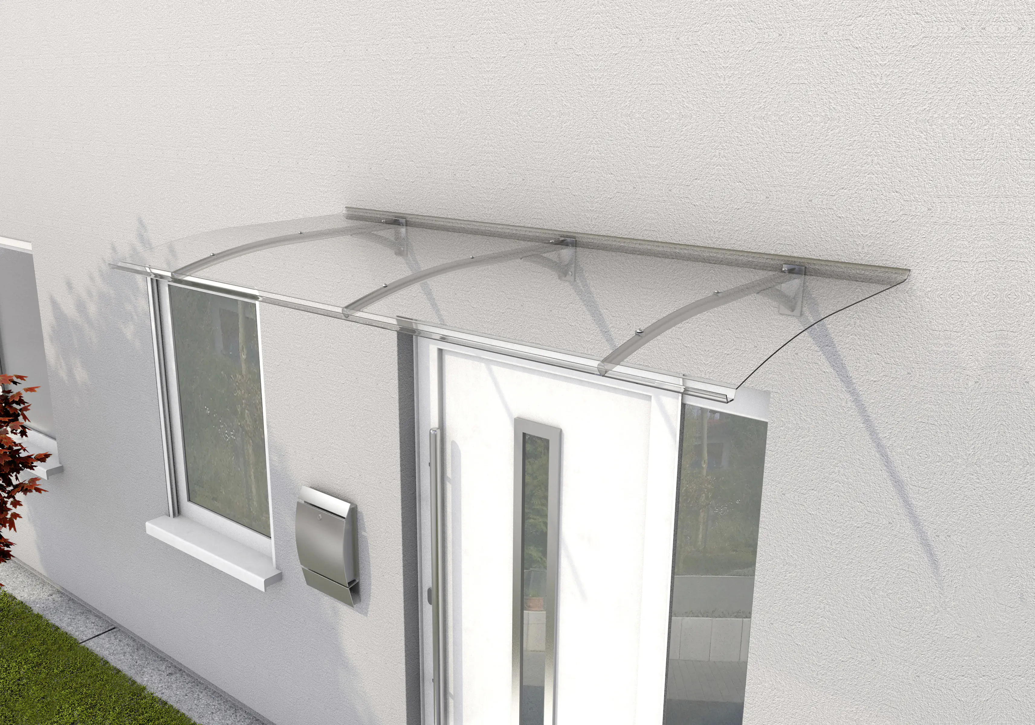 Gutta Vordach PT Secco 200 Edelstahloptik, Polycarbonat klar