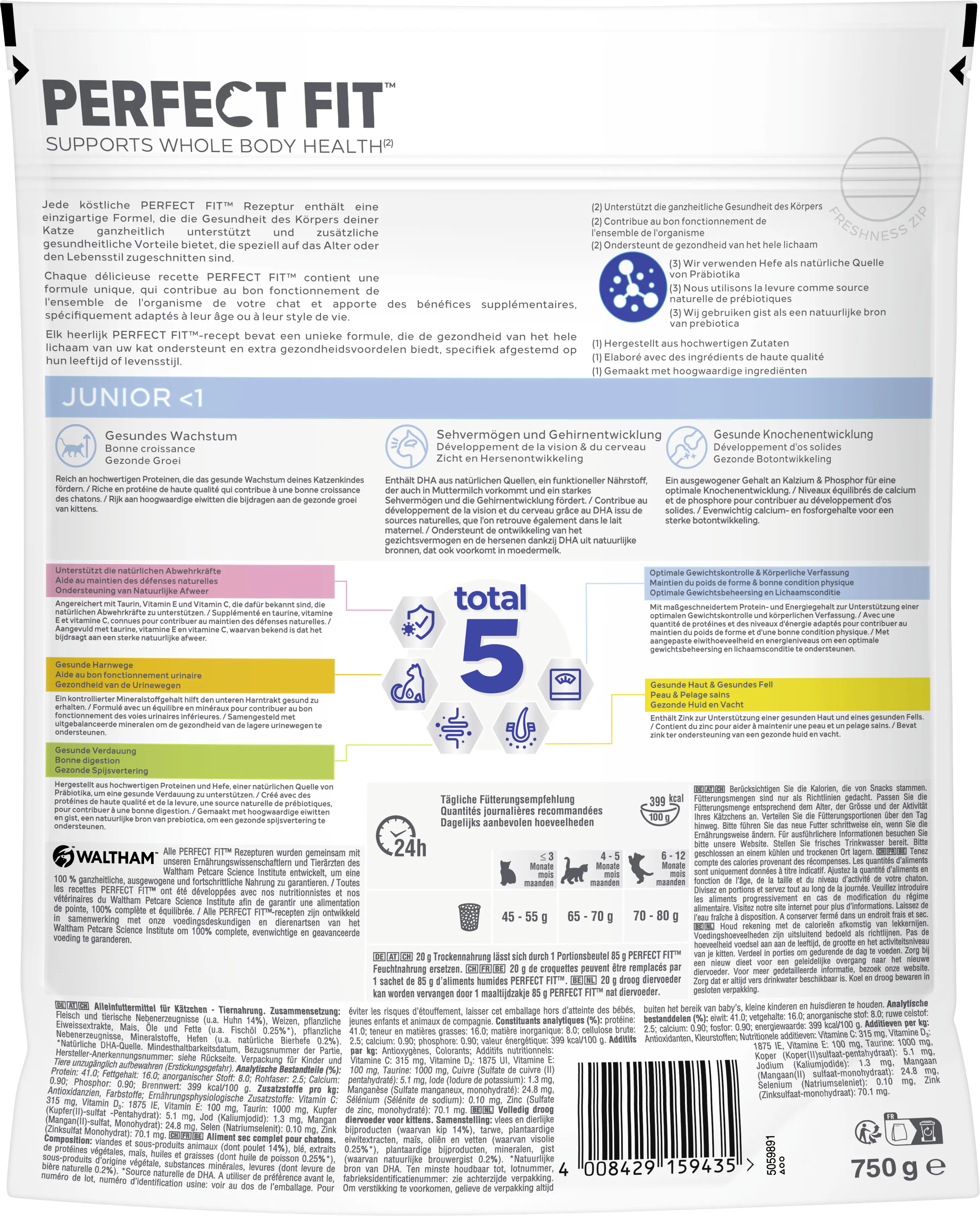Perfect Fit Junior -1 mit Huhn Katzenfutter 750 g Perfect Fit Junior -1 mit Huhn Katzenfutter 750 g