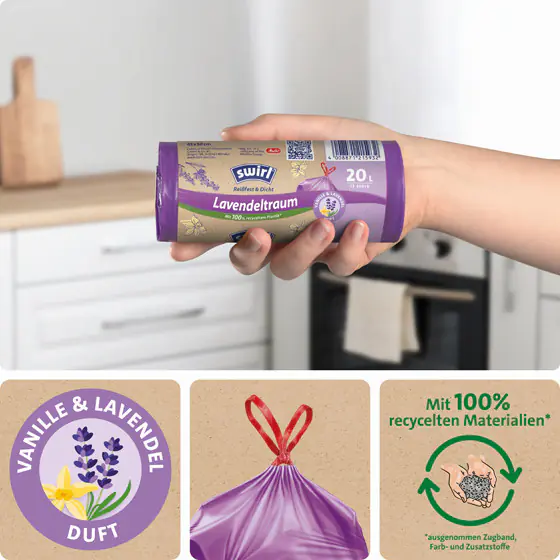 Swirl® 20 L Duft-Müllbeutel Lavendeltraum Reißfest & Dicht