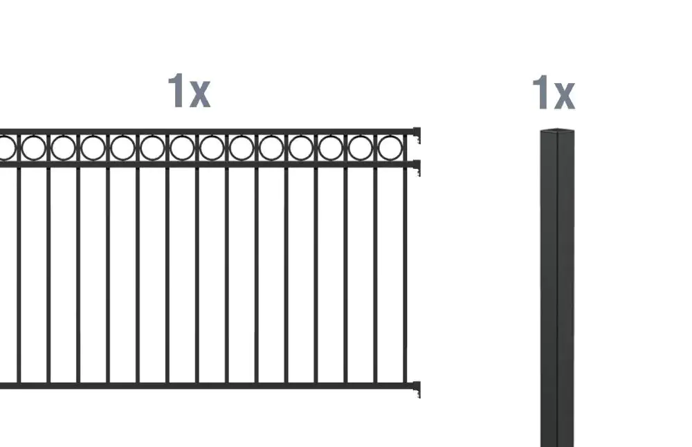 Alberts Komplettset Zaun Circle 2 m 100 cm matt schwarz zE Alberts Komplettset Zaun Circle 2 m 100 cm matt schwarz zE
