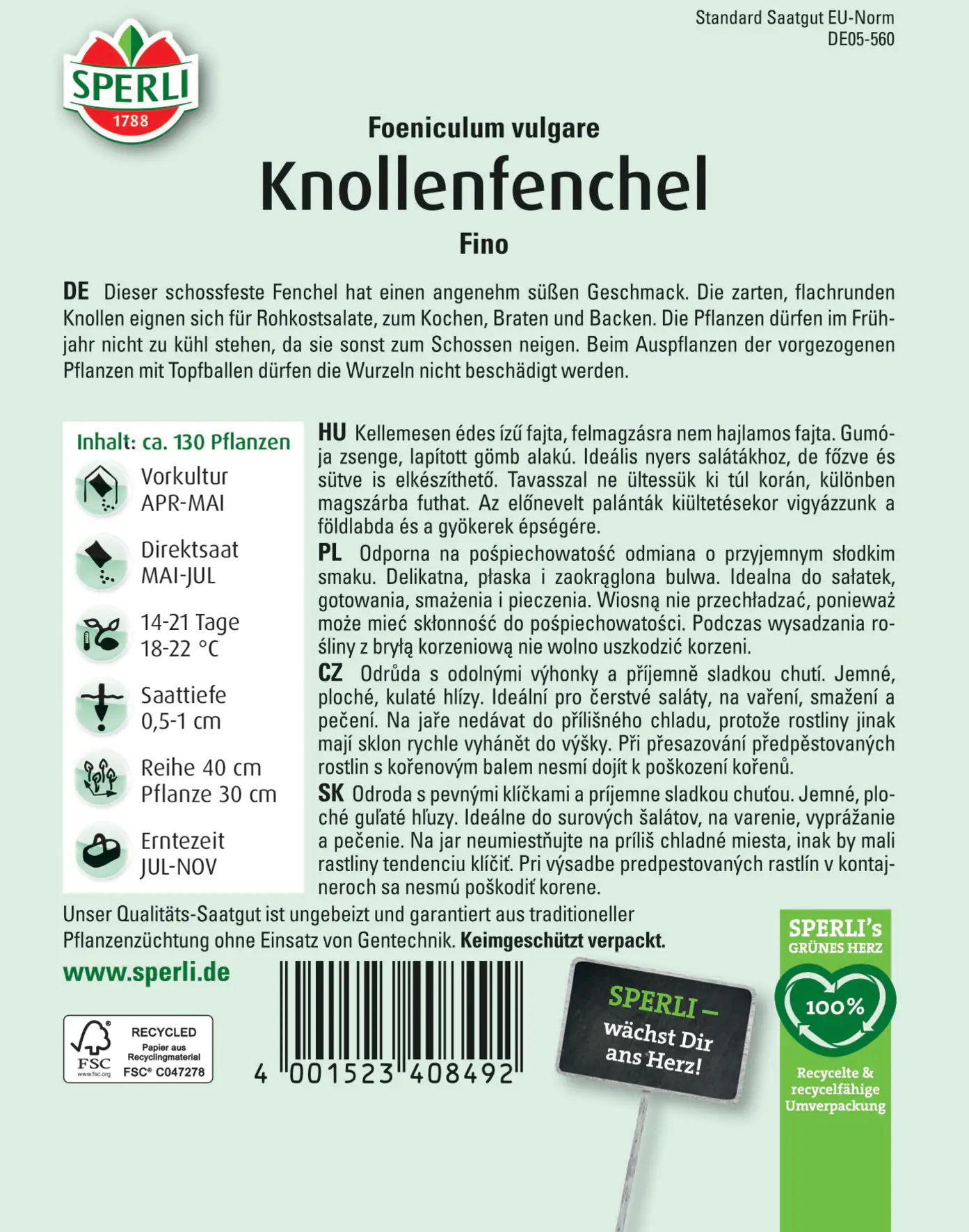 Sperli Knollenfenchel Fino