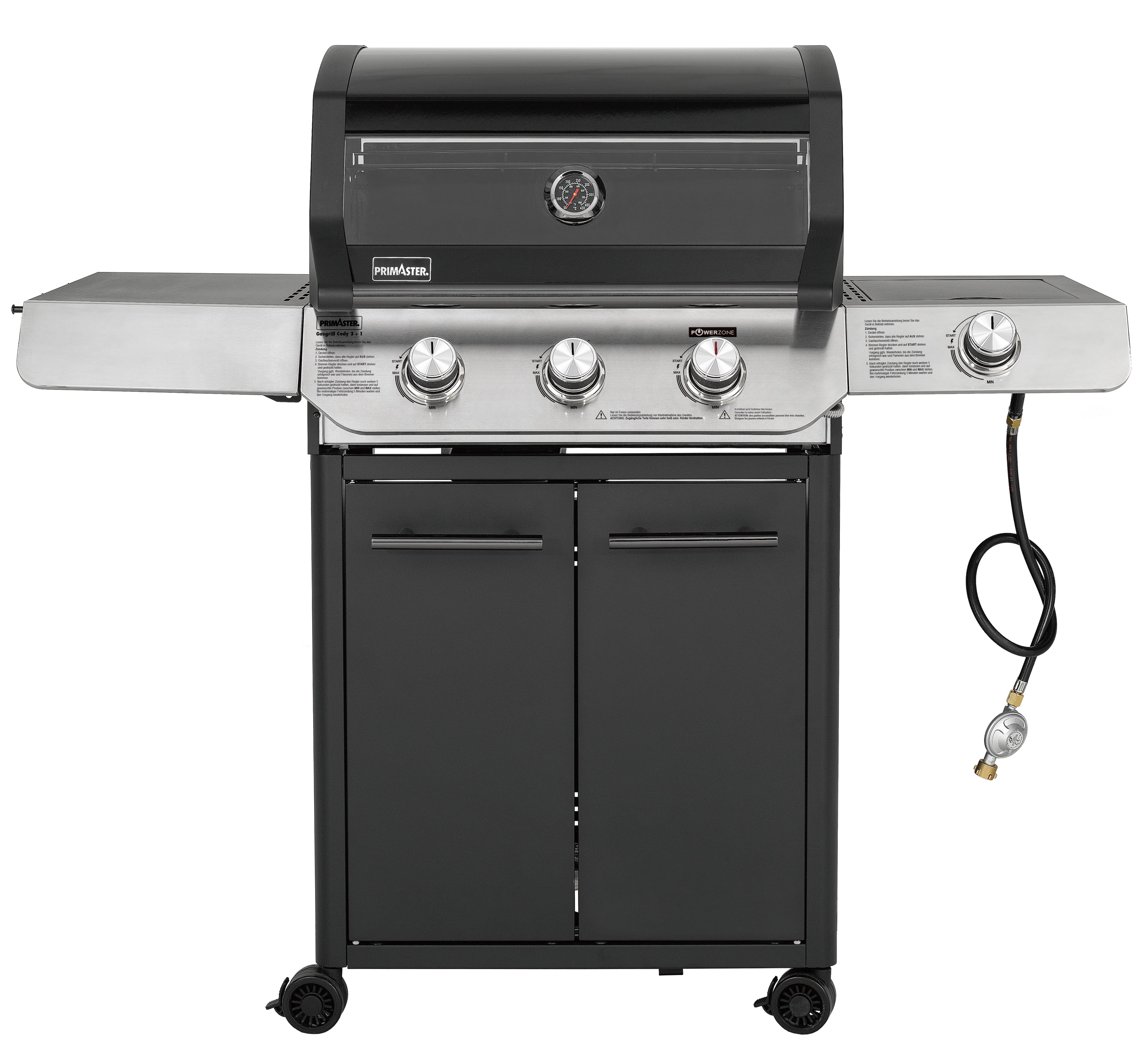Primaster Gasgrill Cody Powerzone & Seitenbrenner Grillfläche: 63,5 x 48 cm 
