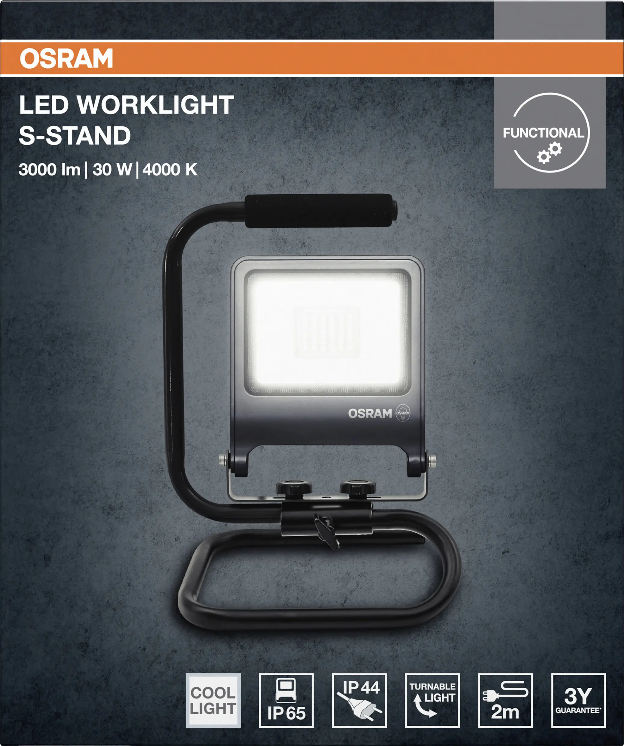 Osram LED Arbeitsleuchte 30 W Schwenkkabel dunkelgrau