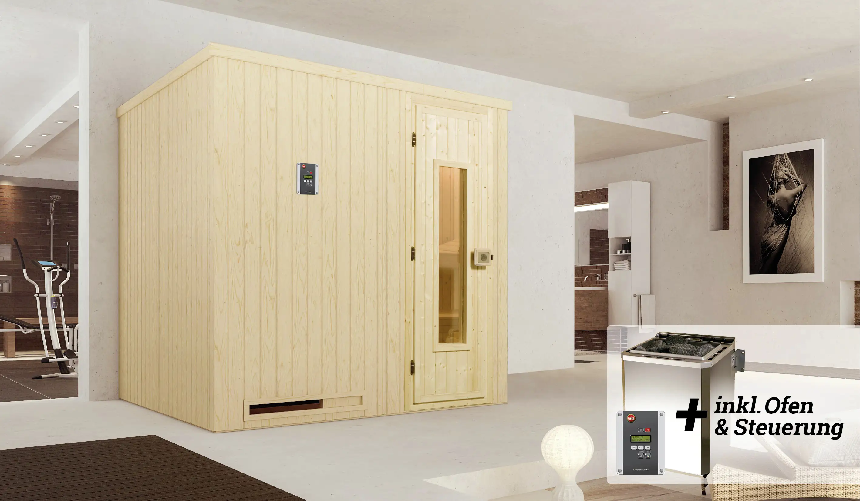 Weka Elementsauna Halmstad Gr. 2 Sparset 7,5 kw BioS