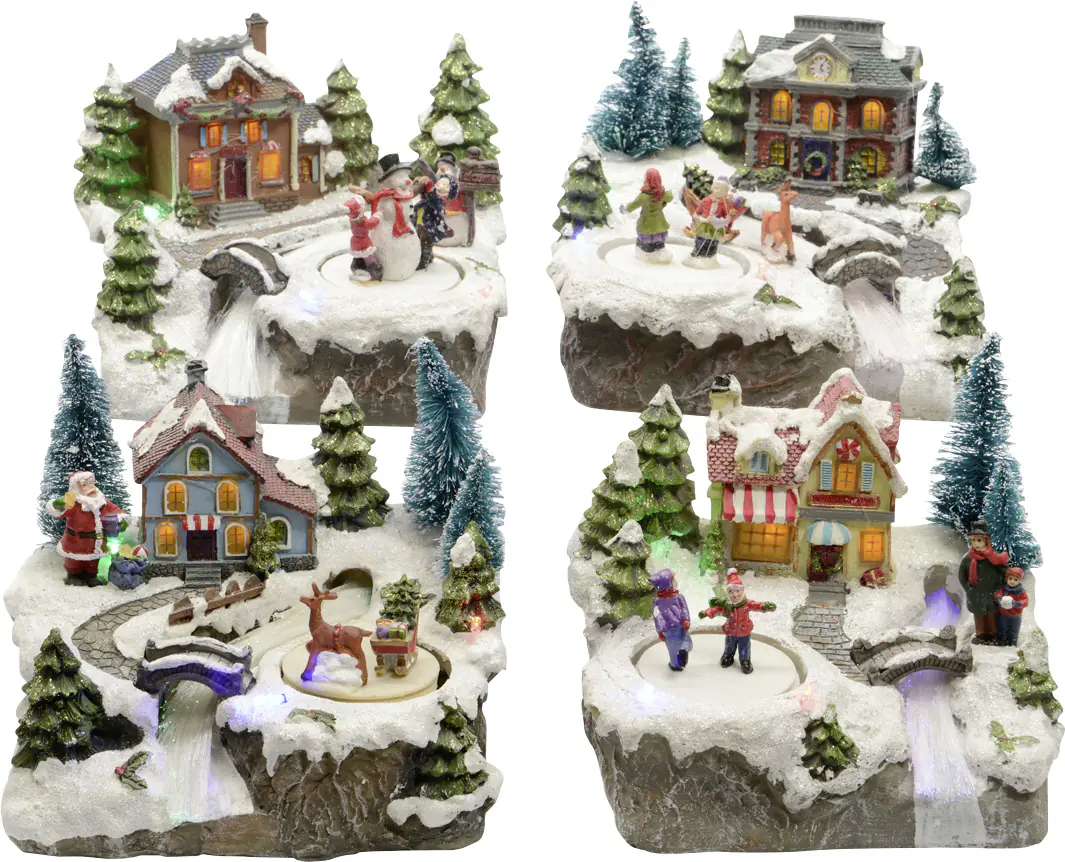 Kaemingk LED Häuser mit Winterlandschaft Szene 8 Lichter 16 x 19 x 15 cm