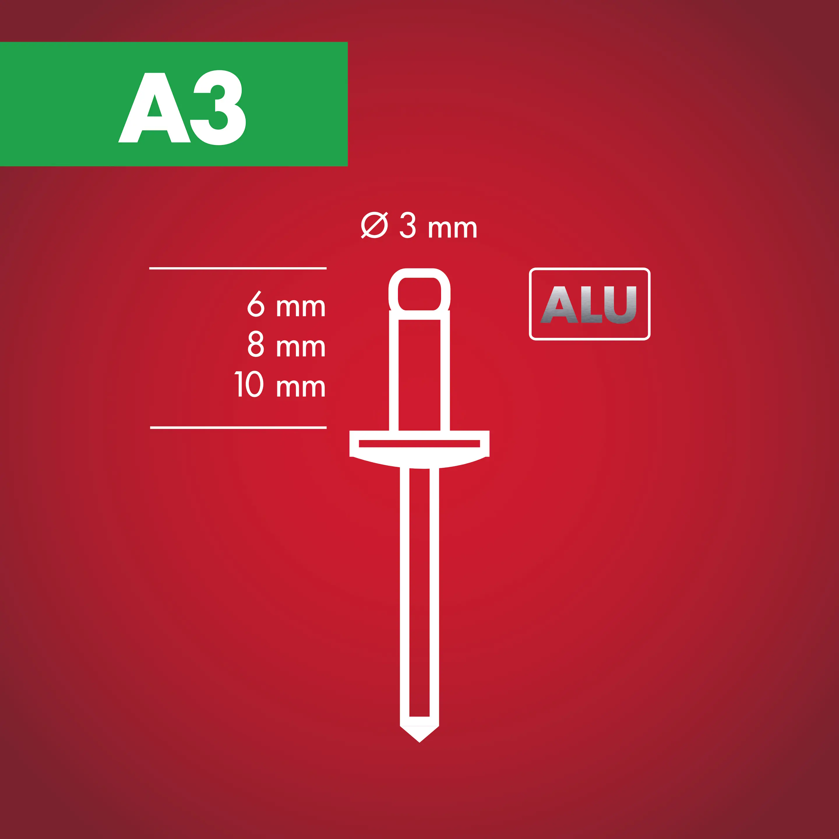 Arrow Blindniete Typ A3 Ø 3 x 10 mm Aluminium 100 Stück