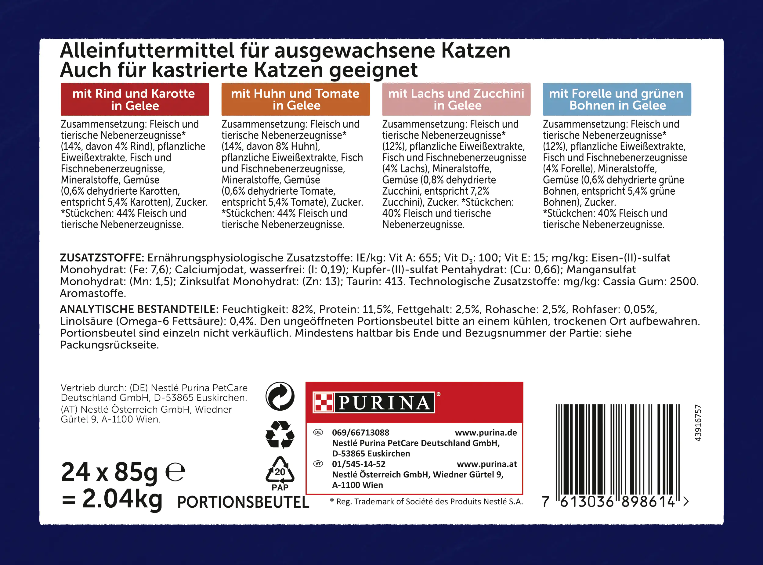 Felix Geschmacksvielfalt vom Land in Gelee mit Gemüse Katzenfutter 24 x 85g