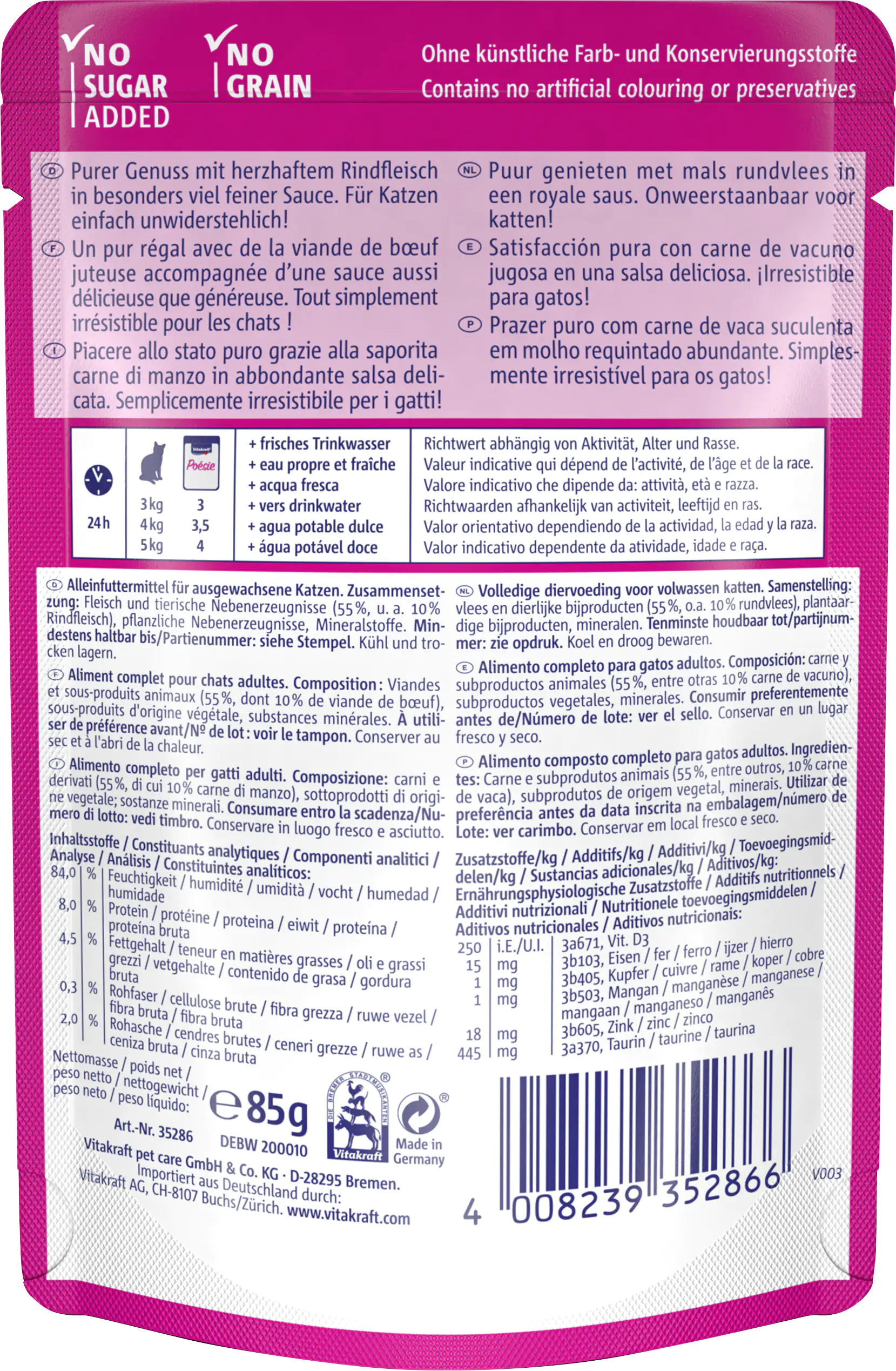 Vitakraft Poésie Katzenfutter Délice Sauce Rind 85 g
