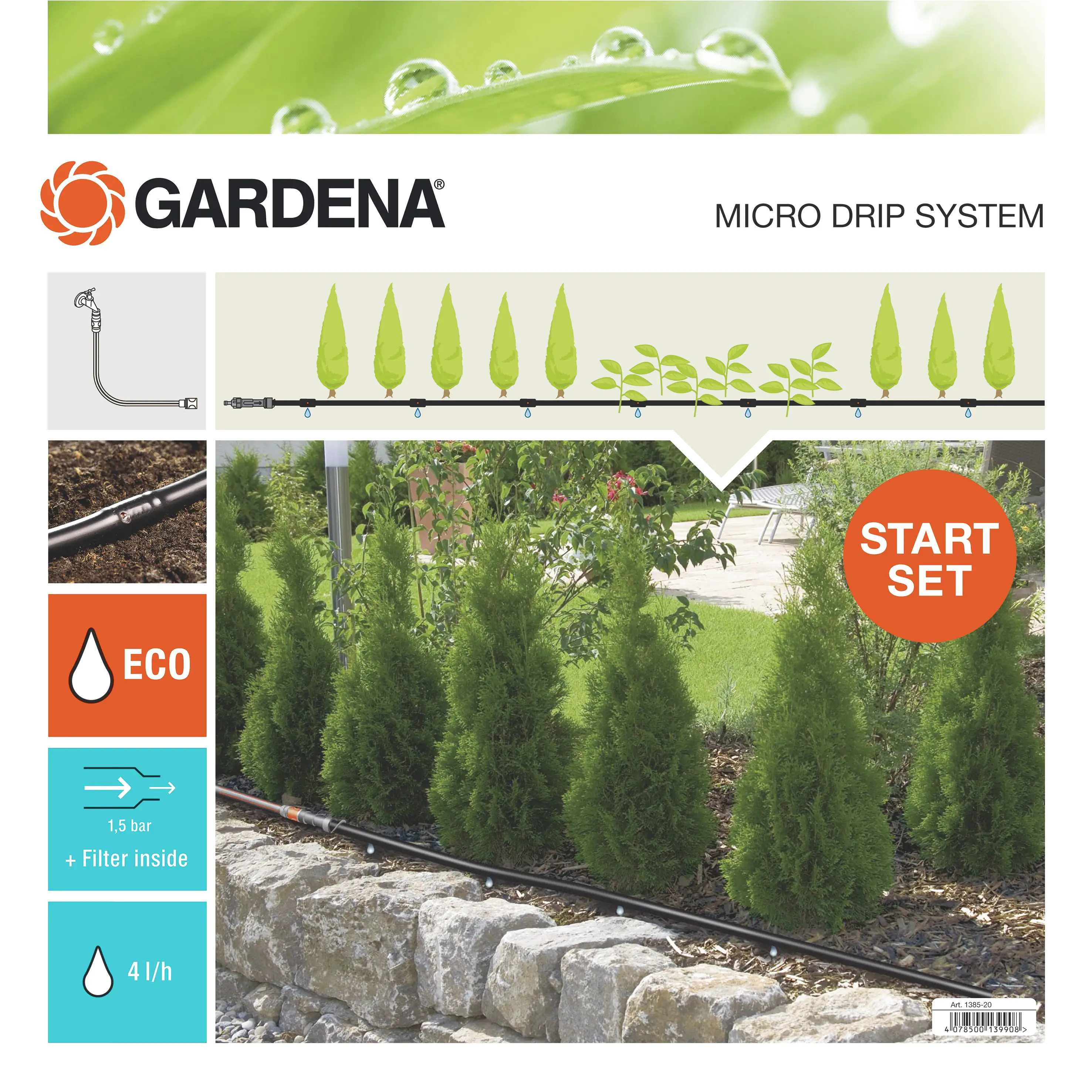 4078500018463_1147667 Gardena Micro Drip System Startset Pflanzreihe M