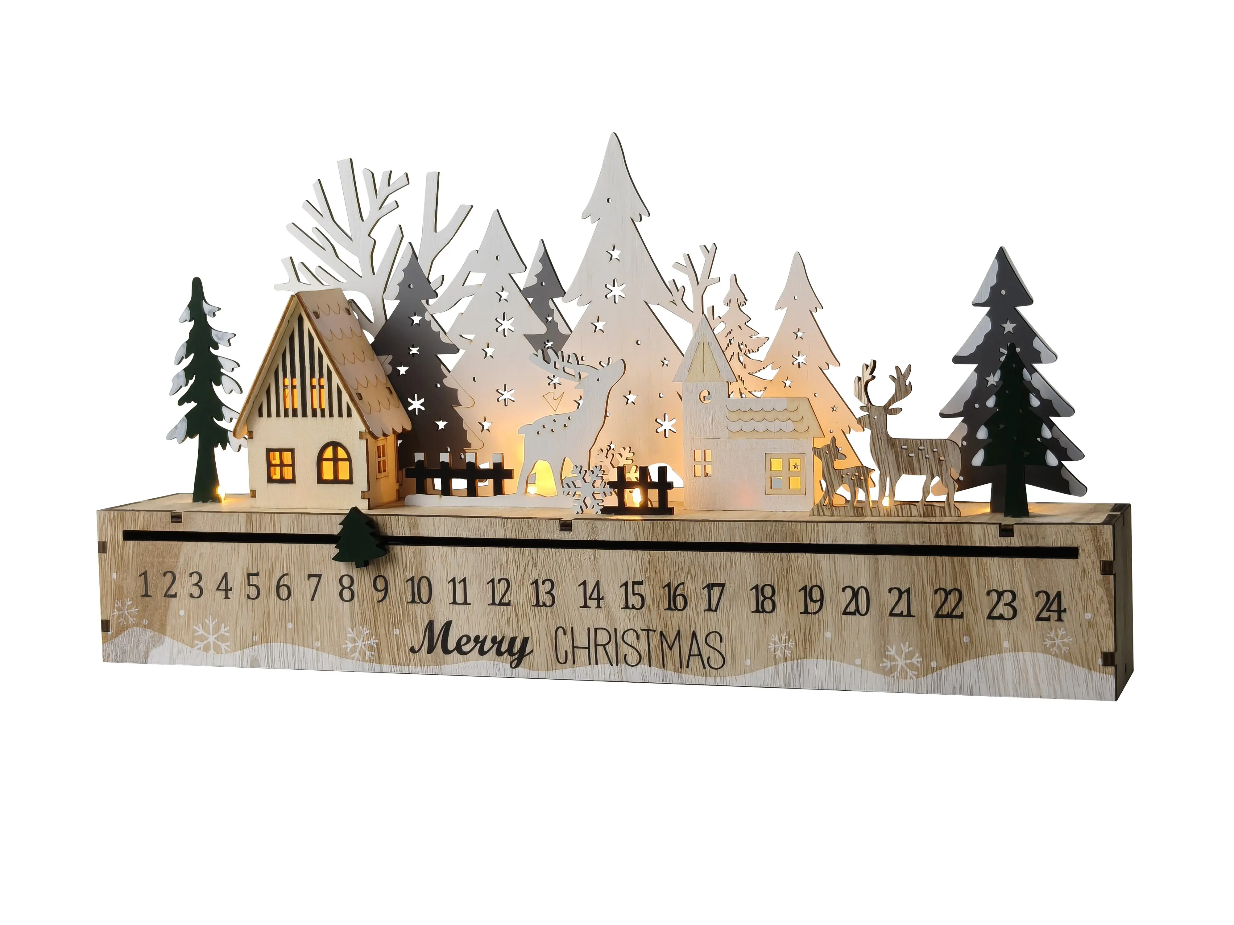 TrendLine LED Silhouette Weihnachten Holz 44 cm warmweiß