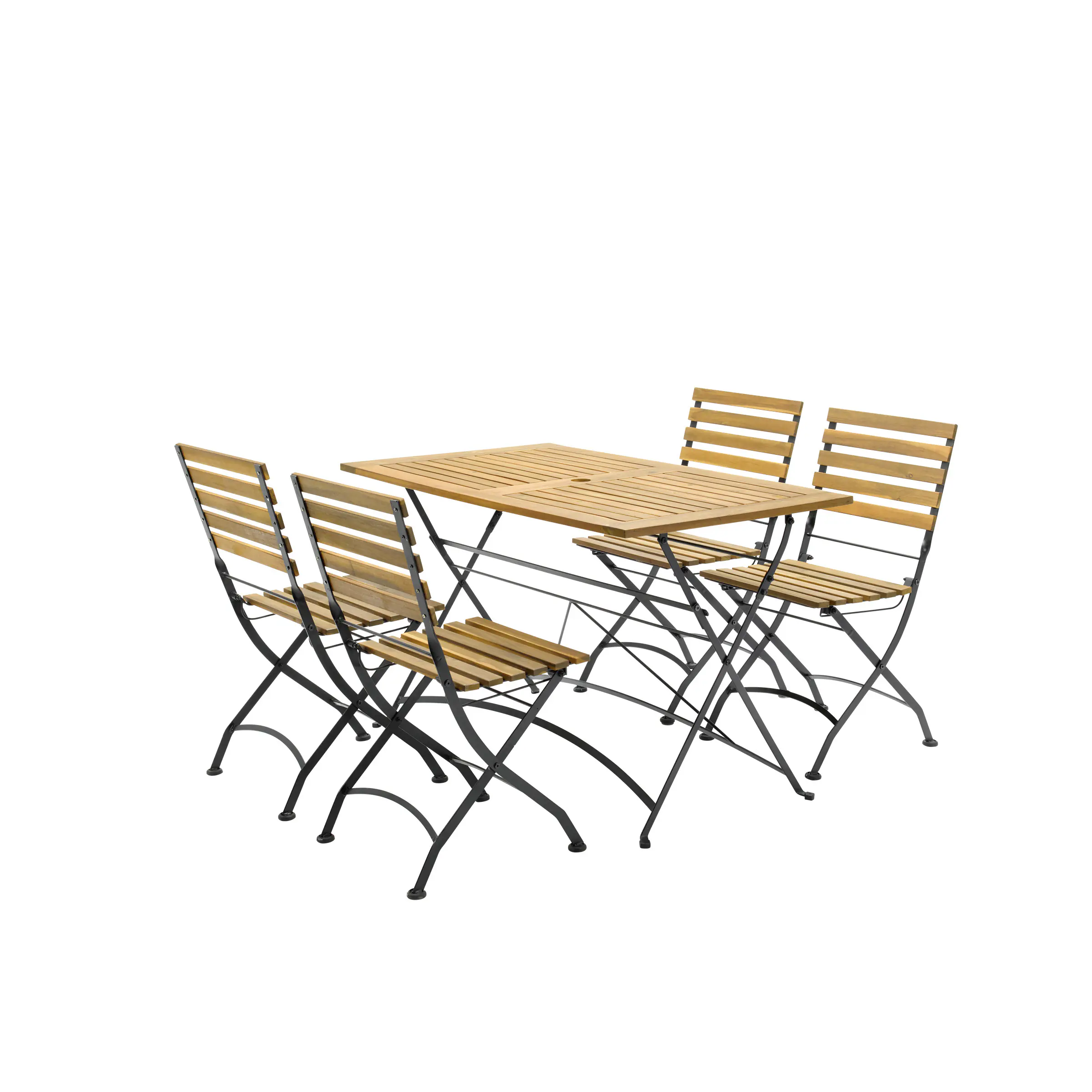 iWerk Garten-Essgruppe Akazie schwarz 4 Personen