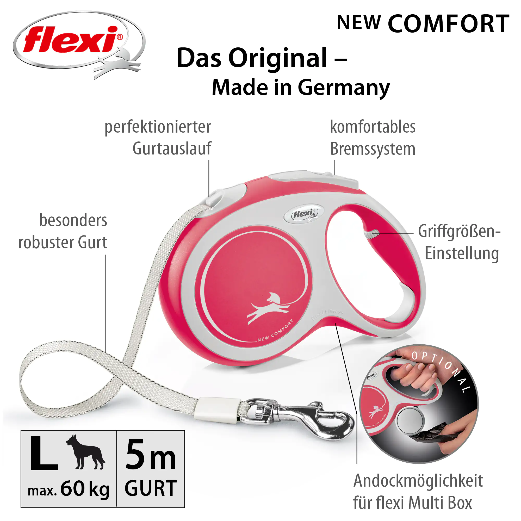 Flexi Hundeleine New Comfort rot, Gurt