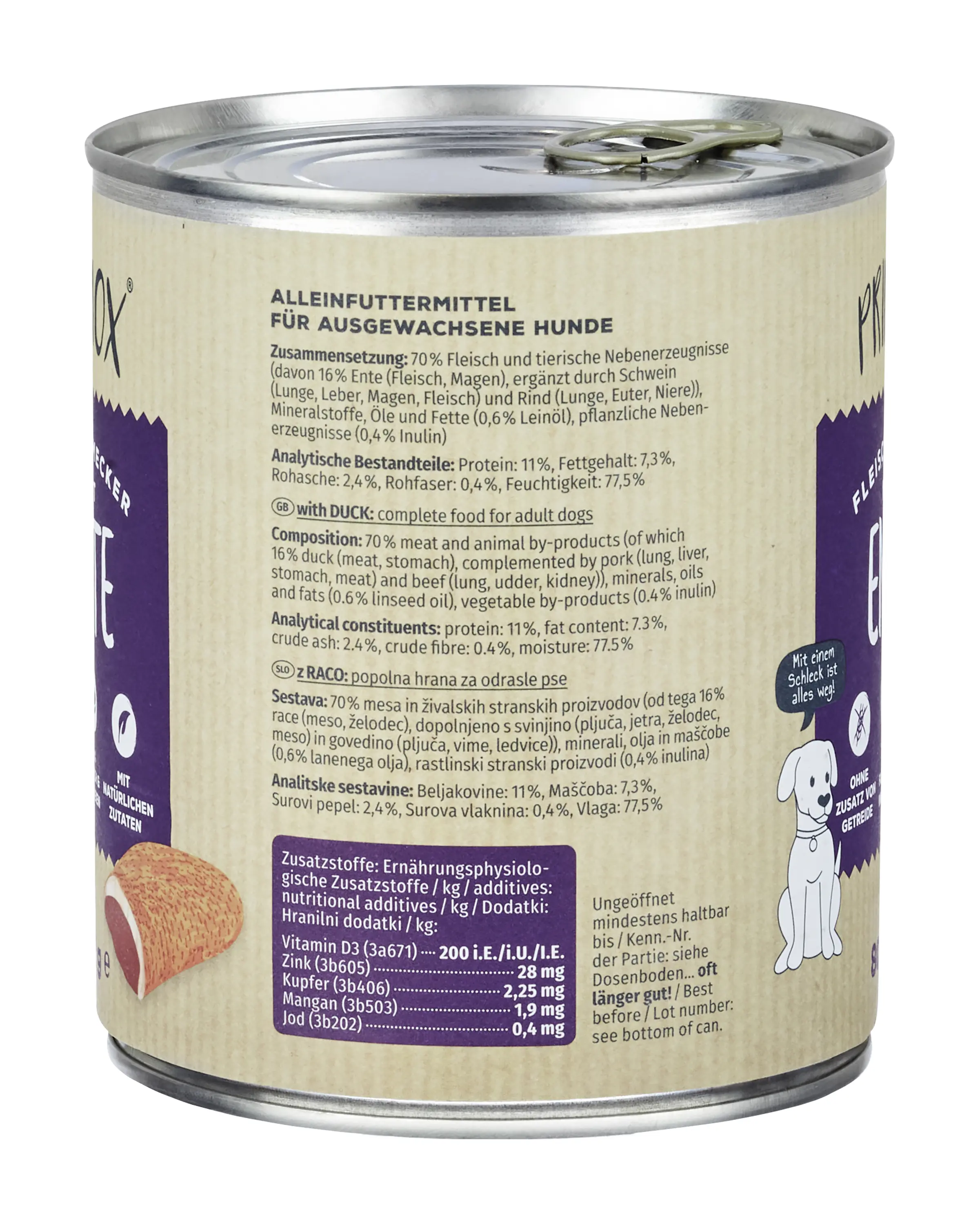 Primox Hundenassfutter Adult getreidefrei 800 g Ente